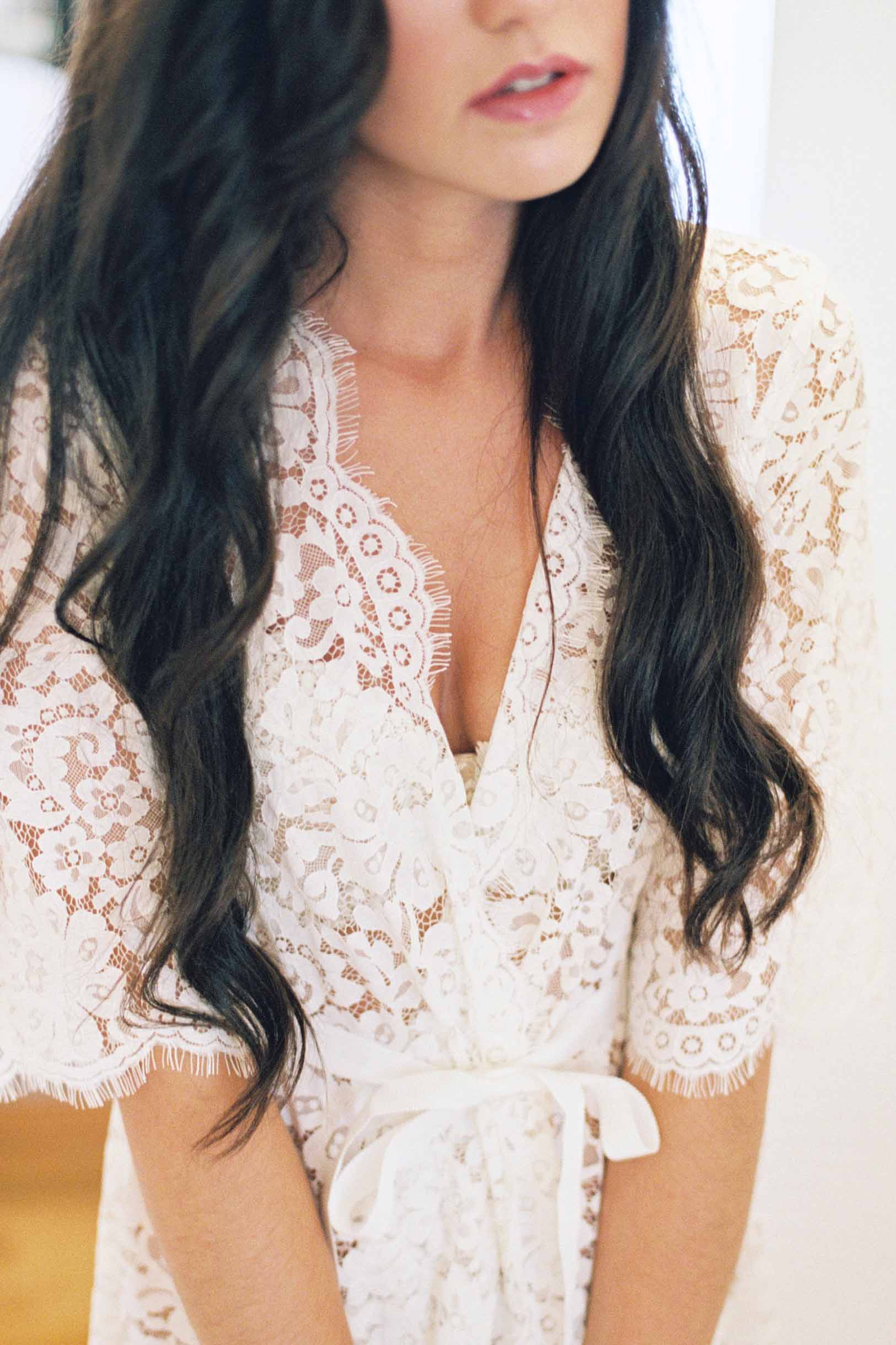 Ivory Elizabeth Lace Robe - Elegant Bridal Wedding Gown Cover Up, Lingerie Dress for Honeymoon, Boudoir Photography & Romantic Occasions