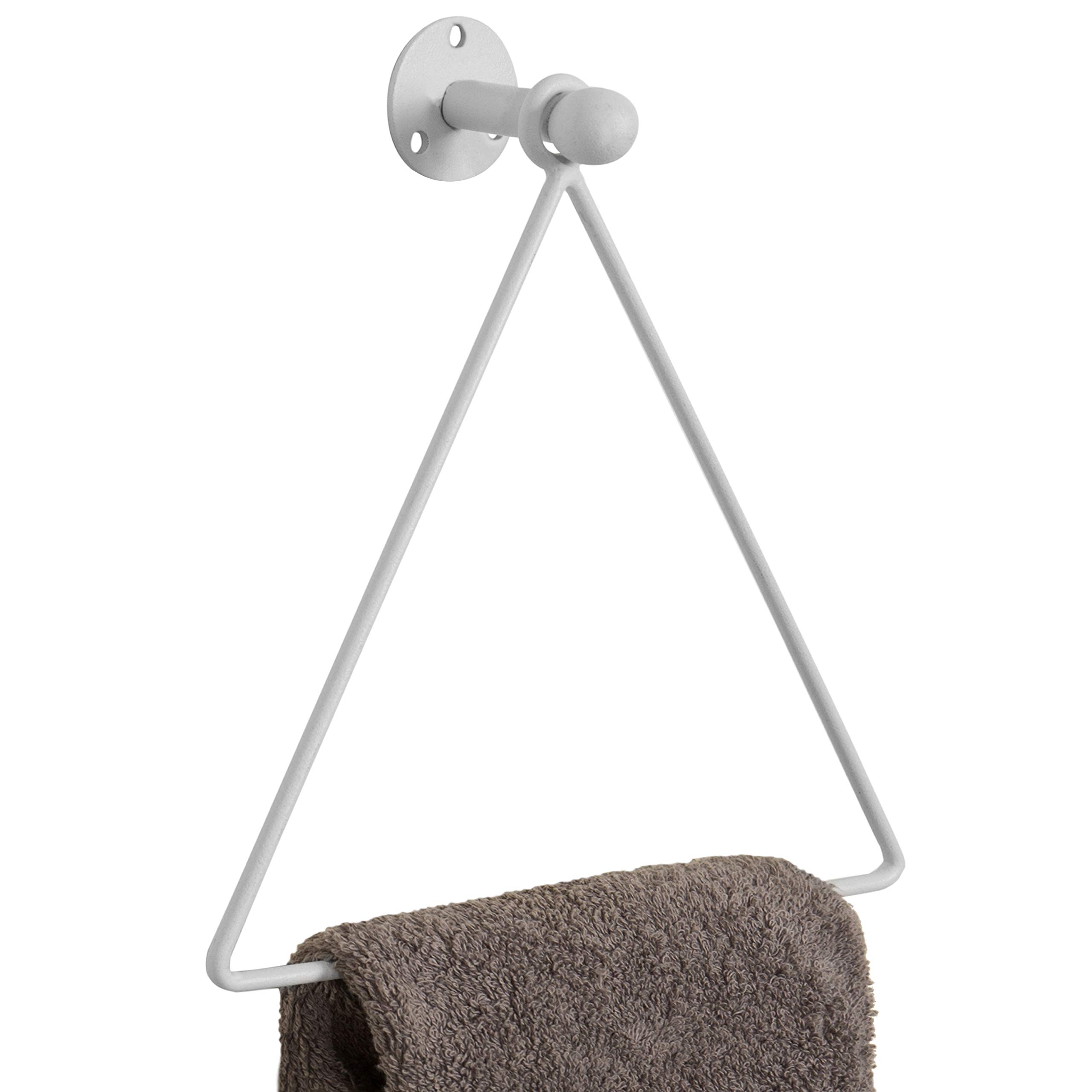 MyGift Matte Black Triangular Metal Hand Towel Holder - Wall Mounted Space-Saving Bathroom Organizer for Kitchen, Bath, Laundry Room - Easy Installation Rust-Resistant Design