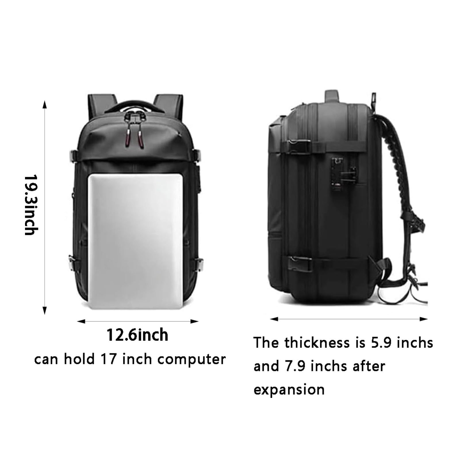 60L Expandable Vacuum Compression Backpack - Large Anti-Theft Travel Hiking Backpack, Waterproof Outdoor Sports Rucksack for Camping, Trekking & Adventure (Blue)