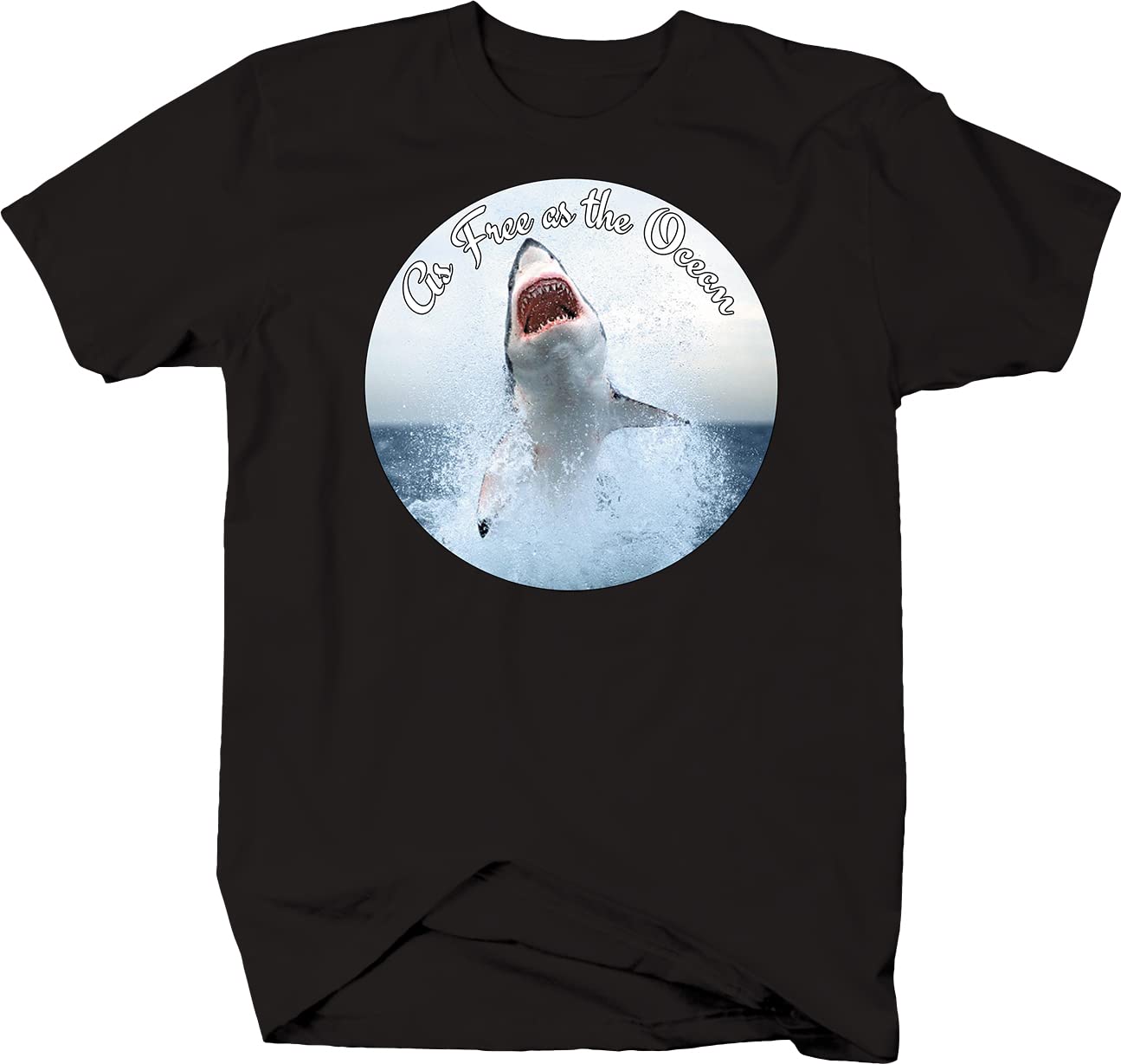 Great White Shark Graphic T-Shirt for Men - Black | Soft Cotton Casual Tee for Beach, Surfing & Outdoor Activities