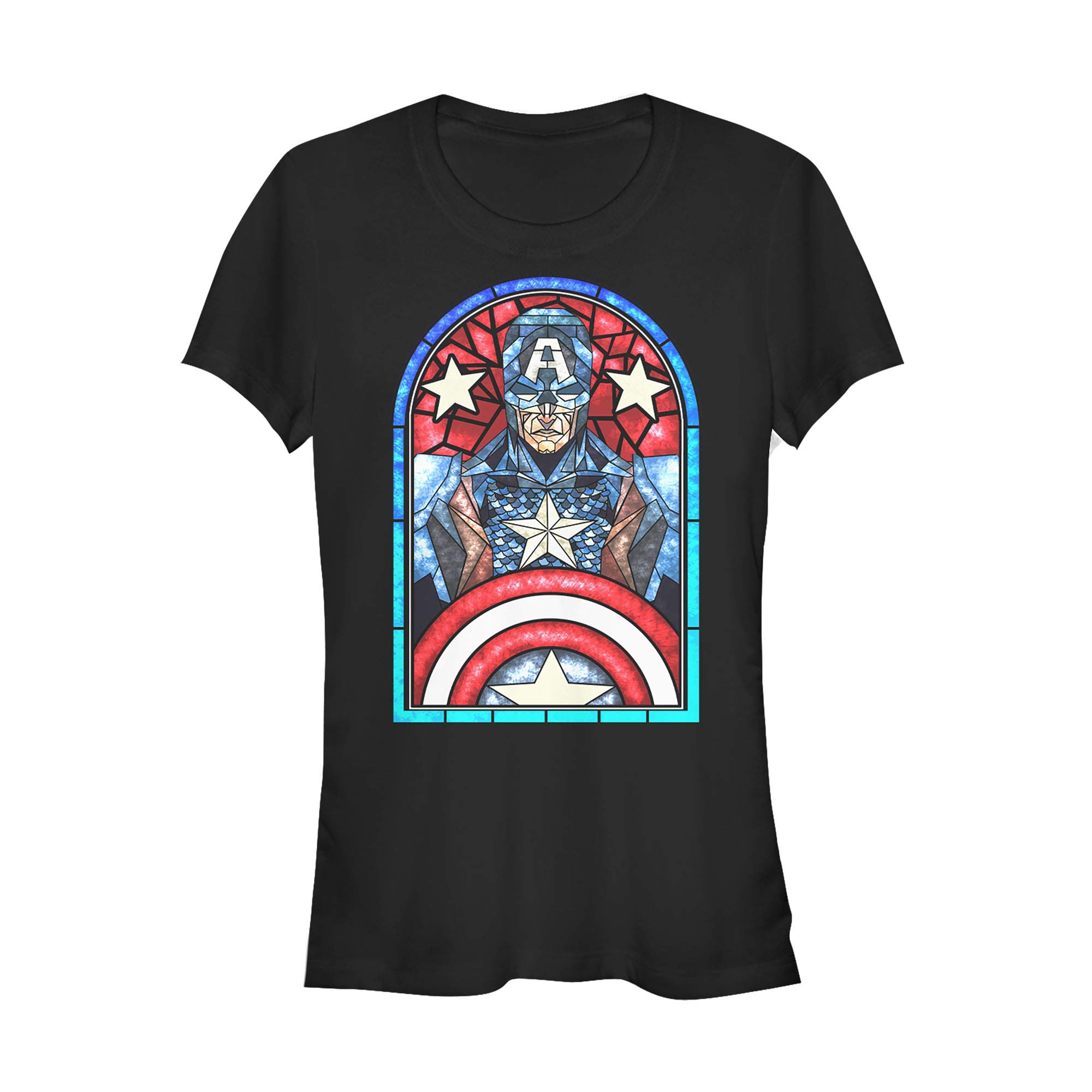 Marvel Captain America Stained Glass Graphic T-Shirt for Kids | Superhero Cotton Tee for Boys & Girls | Perfect for Cosplay, Birthday Parties & Everyday Wear