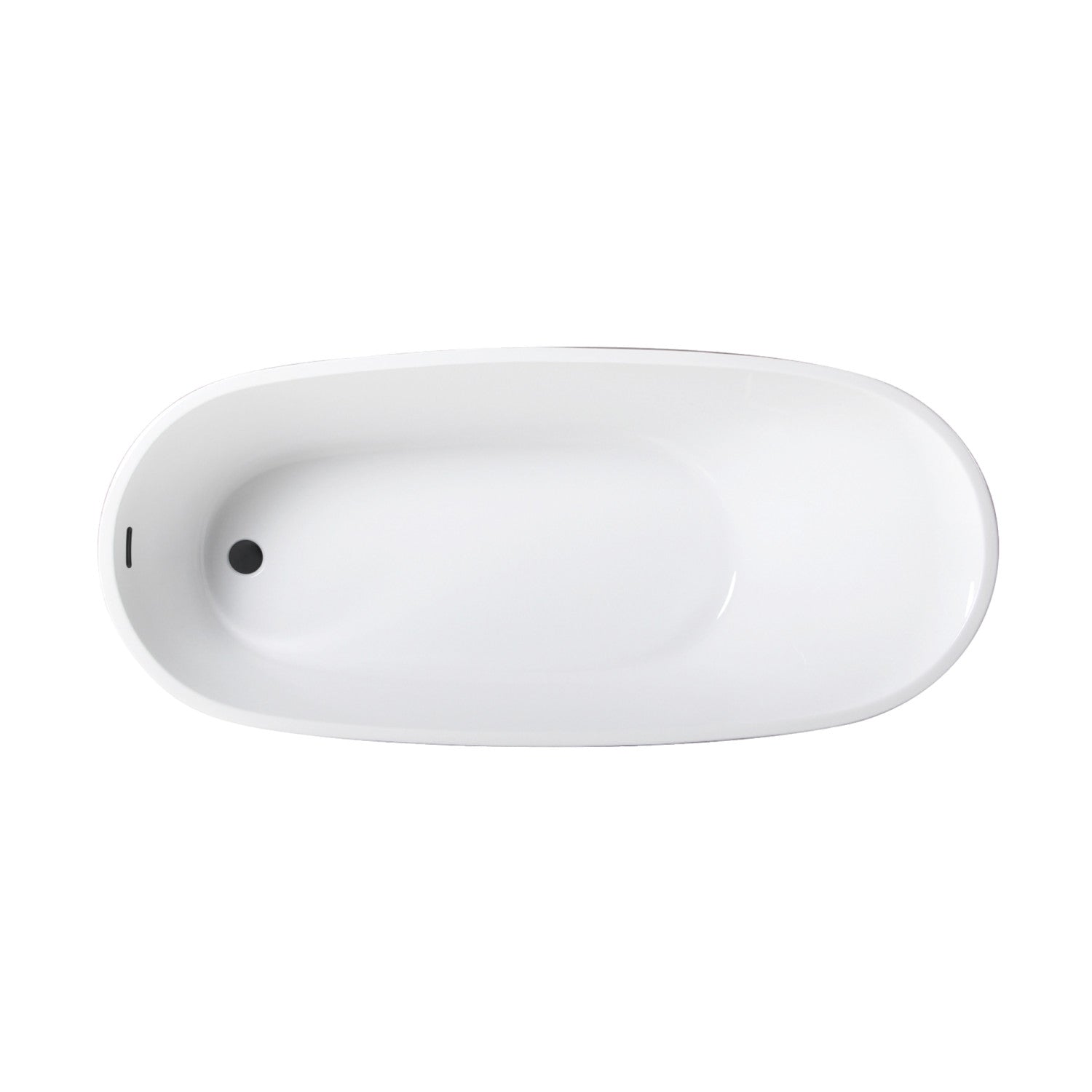 Aqua Eden 72 Inch Acrylic Oval Freestanding Bathtub - Glossy White/Matte Black Slipper Tub with Drain | Modern Soaking Tub for Luxury Bathrooms & Spa Retreats