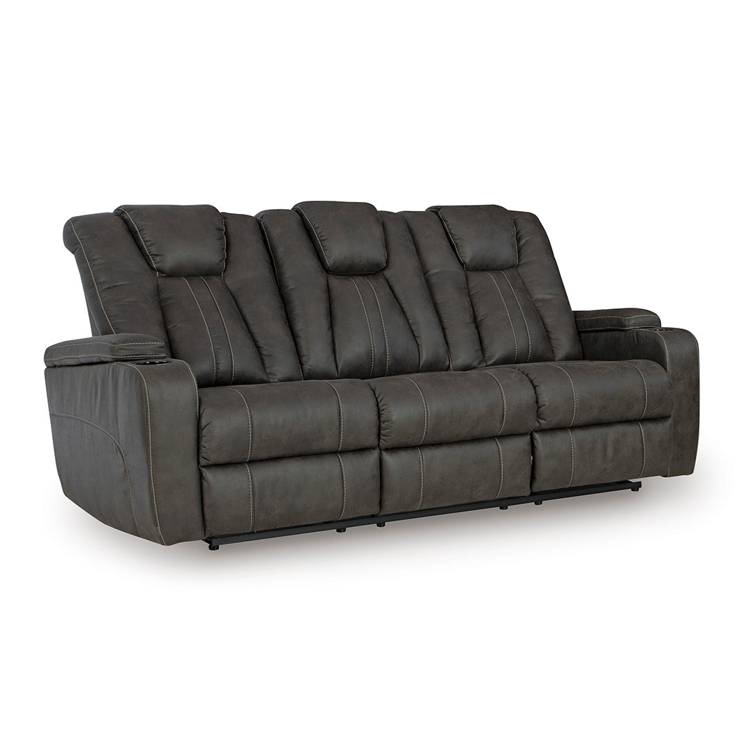 Batavia Pier Reclining Sofa - 3-Seater Leather Sectional Couch with Adjustable Headrest and Cup Holders | Perfect for Living Room, Home Theater & Family Gatherings