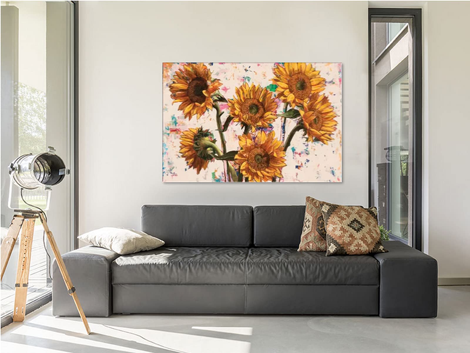 Sunflower Canvas Wall Art - Yellow Floral Print Painting, Modern Framed Flower Poster for Bedroom & Bathroom Decor - Ready to Hang Gift for Women (40”H x 28”W) - Perfect for Home, Office, Nursery & Wedding Decorations