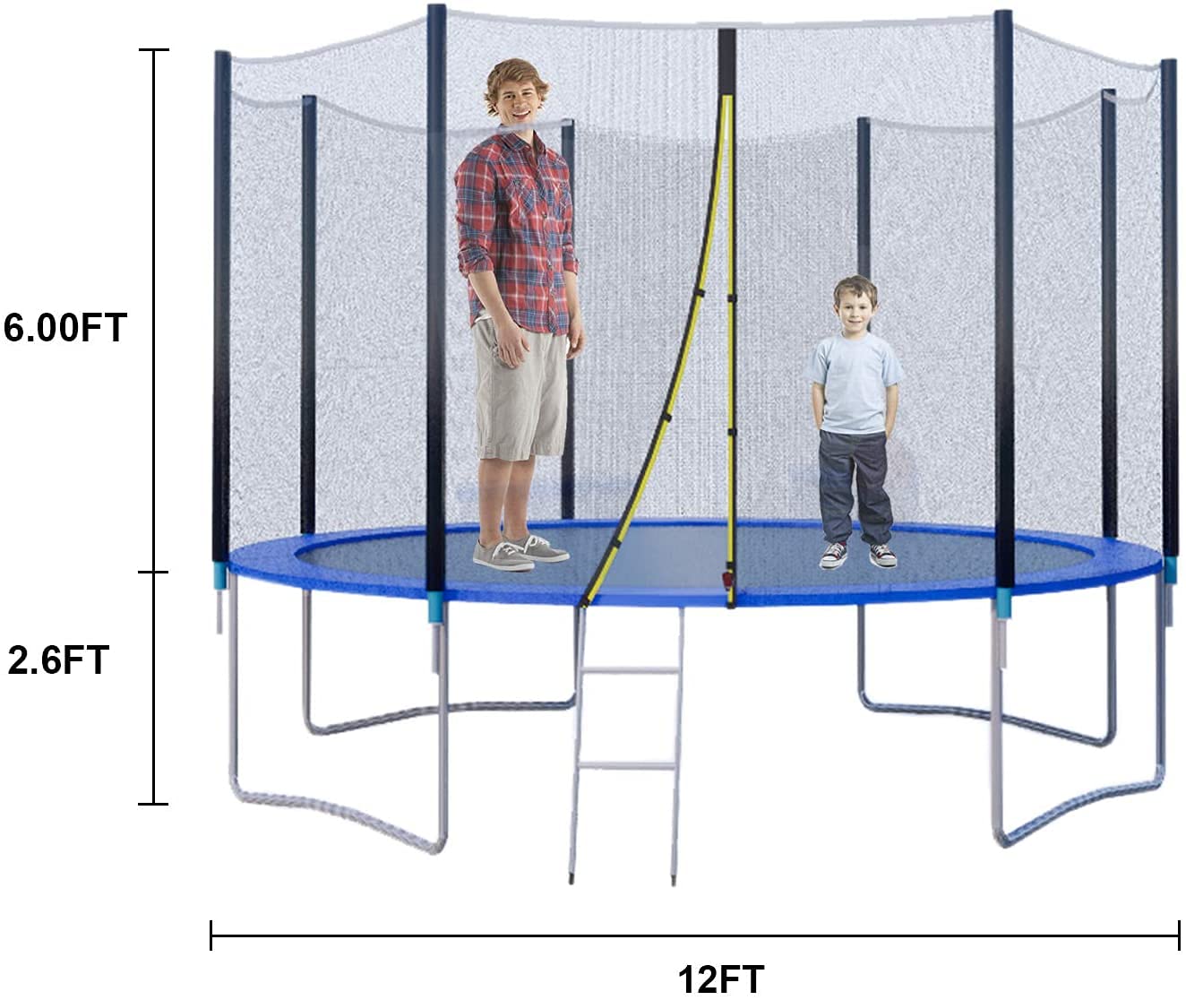 YAKEY 10FT 12FT 15FT Outdoor Trampoline with Safety Enclosure Net - ASTM Approved Waterproof Bounce Trampoline for Kids & Family - Perfect for Backyard Fun, Exercise, and Outdoor Recreation