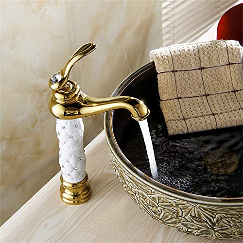 Premium InArt Brass Single Lever Basin Mixer Tap - Bathroom Sink Faucet in White Gold Finish | Modern Water-Saving Design for Vanity, Powder Room & Guest Bathroom