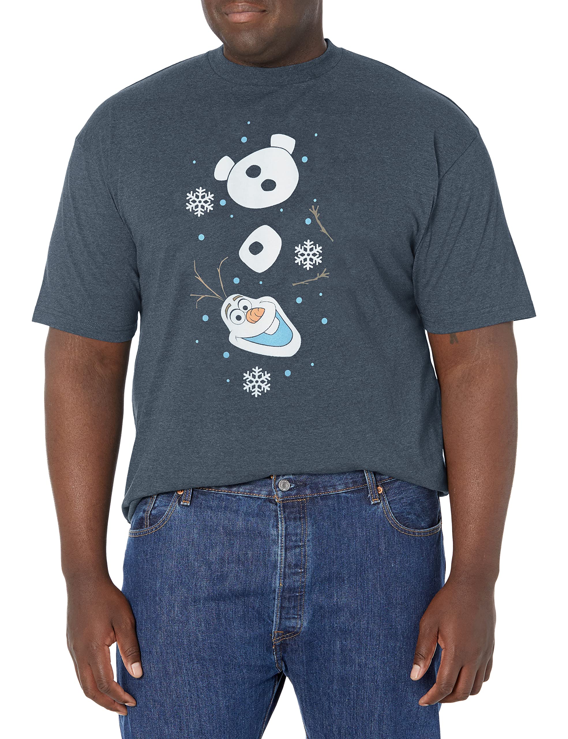Disney Frozen Olaf Christmas Men's Big & Tall Short Sleeve T-Shirt - Holiday Party, Gift & Casual Wear for Fans