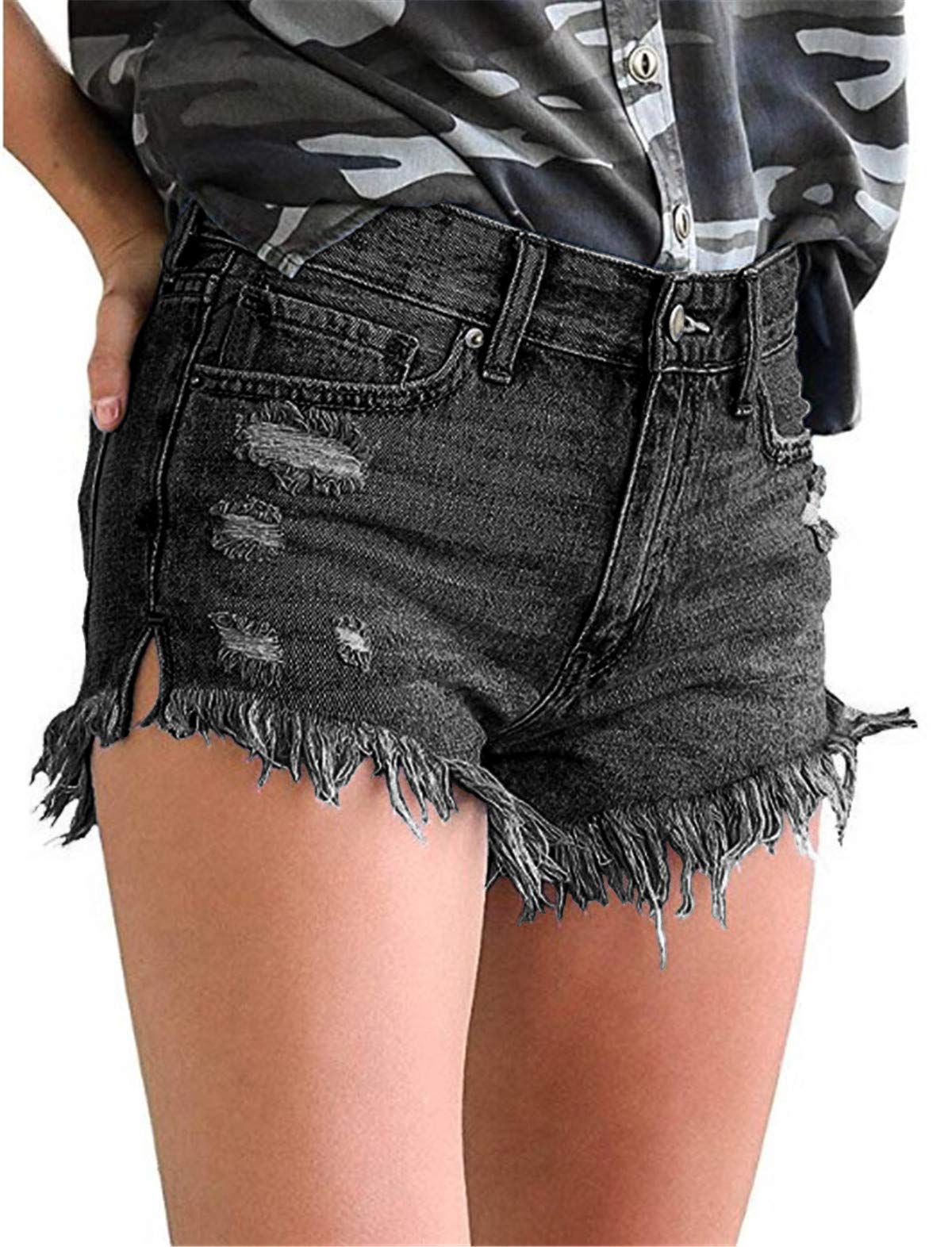 MODARANI Women's Ripped Distressed Denim Shorts - High Waisted Cut Off Jean Shorts for Summer | Perfect for Beach, Casual Outfits & Streetwear Fashion