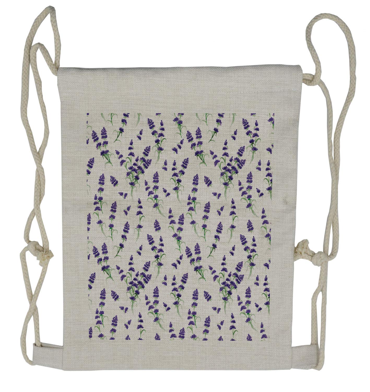 Ambesonne Lavender Drawstring Backpack - Watercolor Floral Print Lightweight Sackpack Bag for Women & Teens - Perfect for School, Gym, Travel & Outdoor Activities