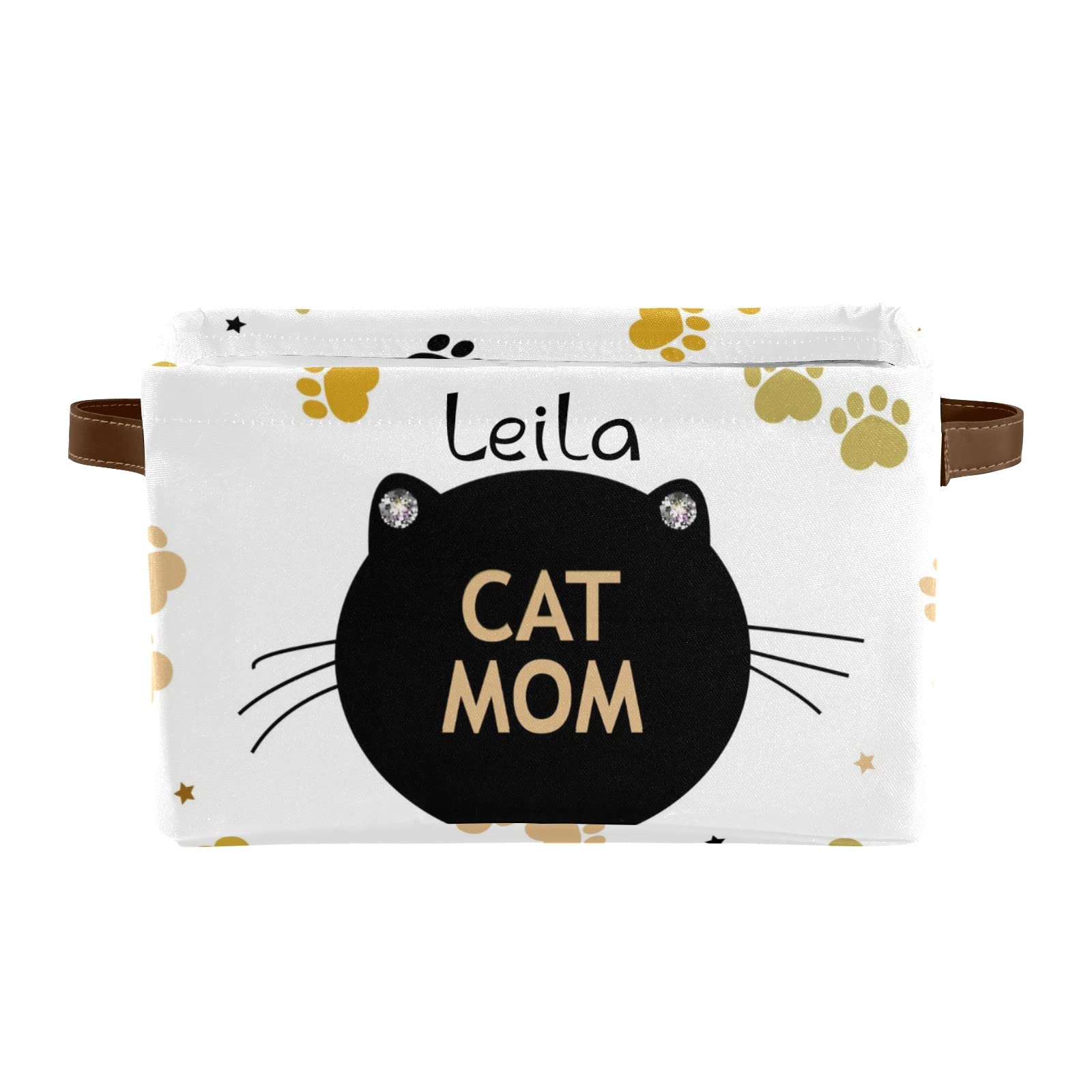 Personalized Cat Paw Print Waterproof Storage Box - Custom Name Basket for Clothes, Towels & Books - Bathroom & Office Organizer (1 Pack) - Perfect for Pet Lovers & Home Decor