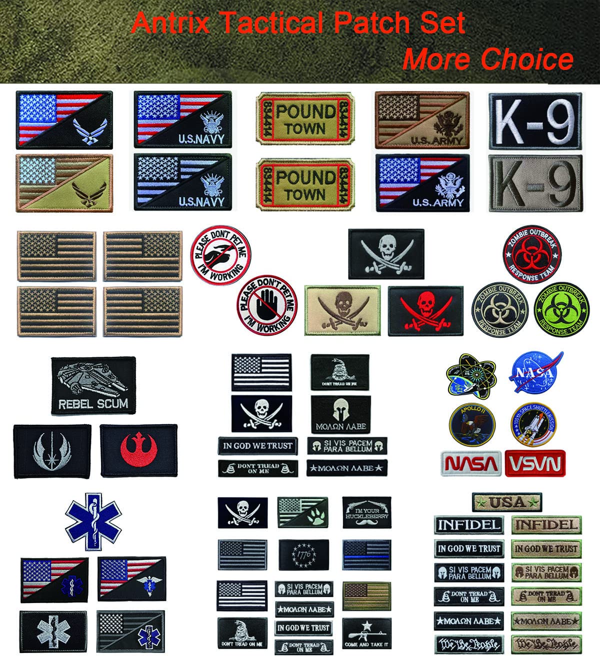 Antrix 2-Piece Star of Life Medical Paramedic EMT Tactical Embroidered Hook & Loop Patches - Black & Tan - Perfect for EMS Uniforms, First Responder Gear & Tactical Vests