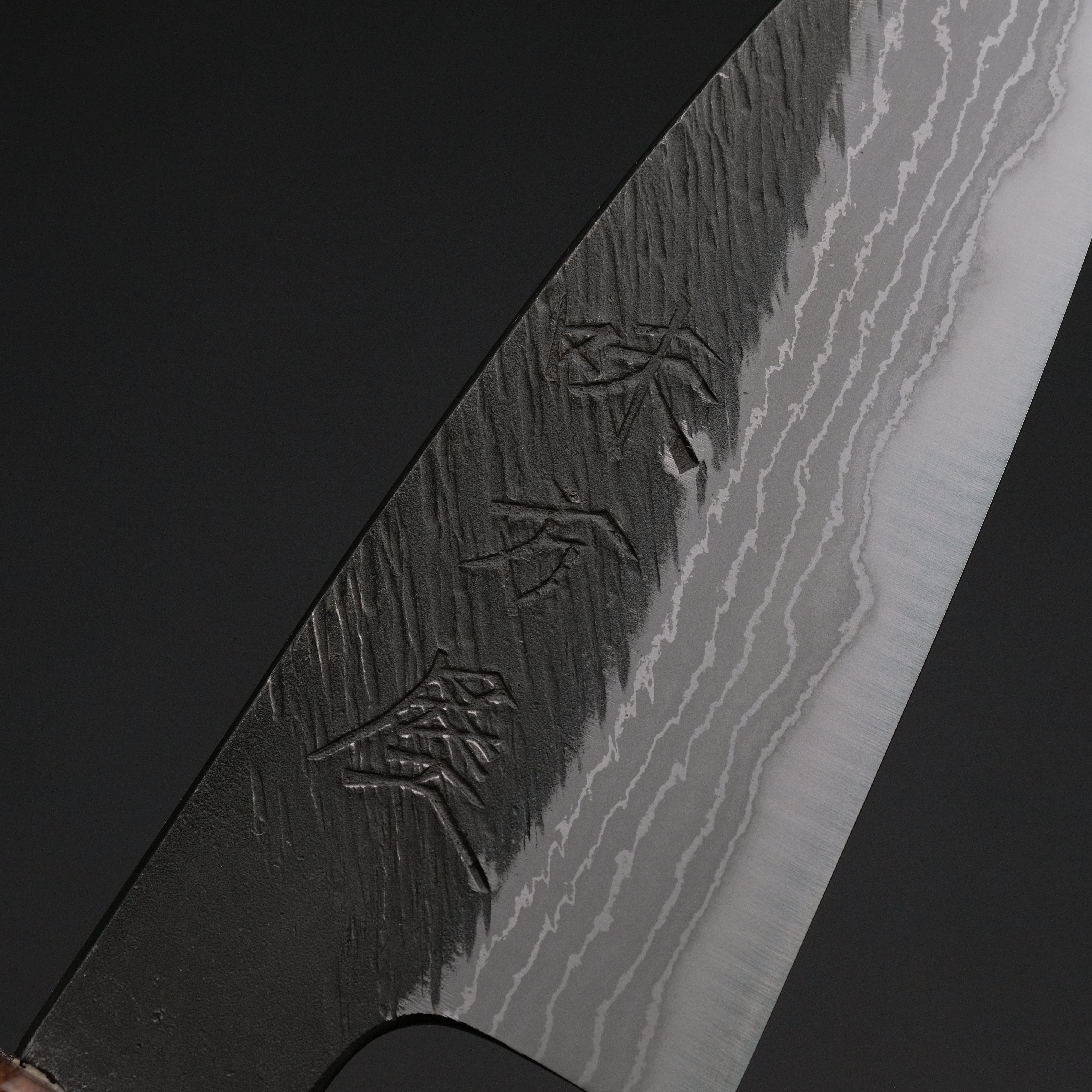 Premium Ajikataya White #2 Matsuba Damascus Petty Knife 80mm - Handcrafted Japanese Kitchen Knife with Obankole Handle (#33) - Perfect for Slicing, Peeling & Precision Cutting Fruits, Vegetables & Boneless Meat
