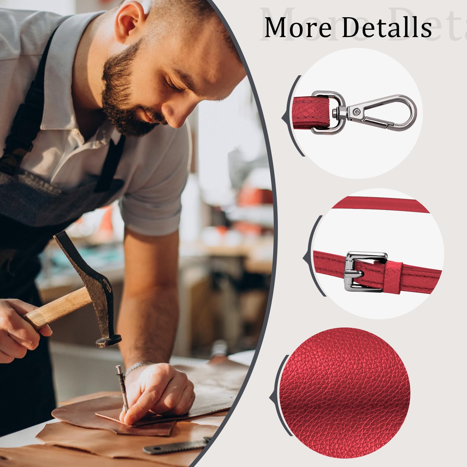 **Leather Handbag Strap Replacement - Adjustable Crossbody Shoulder Purse Strap for Longchamp Mini Bag (Red) | Perfect for Women's Everyday Use, Travel & Shopping**