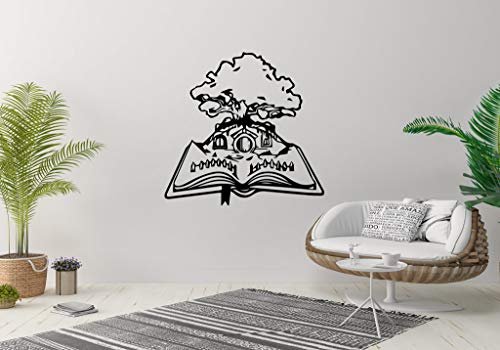 Dwarf House Tree Landscape Wall Sticker Book - Vinyl Mural Decal Art Decor for Kids Room, Nursery & Playroom (EH2826) - Perfect for Storytelling, Fantasy Themed Decor & Children's Bedroom Design