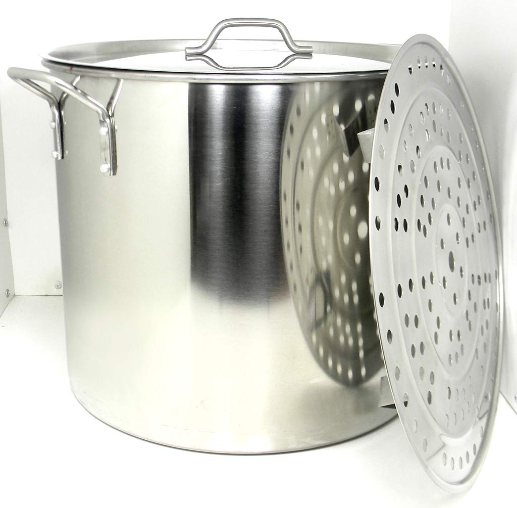 60 Quart Stainless Steel Stock Pot with Rack & Lid - Commercial Grade Cooking Pot for Soups, Stews, Pasta & Canning - Perfect for Restaurants, Catering & Home Kitchens