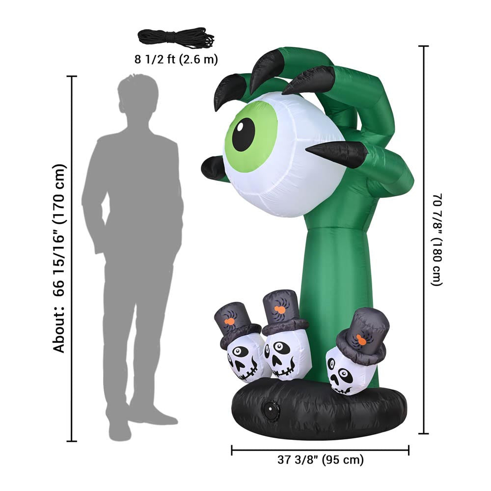 TheLAShop 6ft Halloween Inflatable Monster Hand with Glowing Eyeballs - Outdoor Yard Decoration for Spooky Party Decor