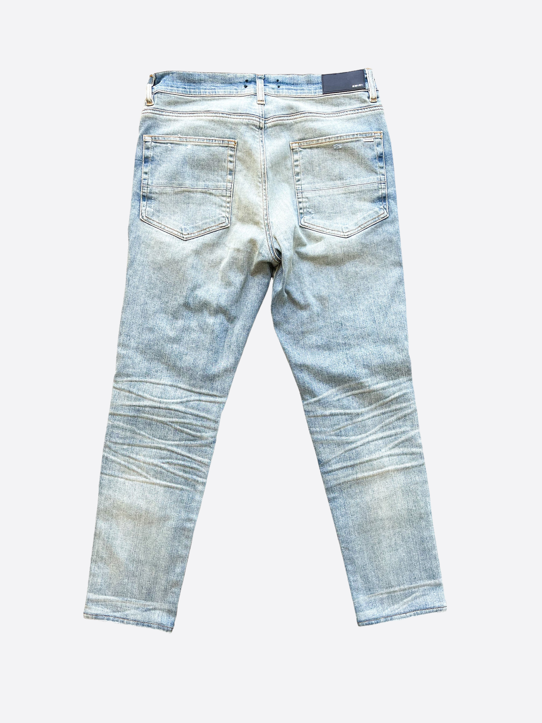 Amiri Patch Jeans for Men - Distressed Denim with Scarf Design | Perfect for Casual Wear, Street Style & Night Out