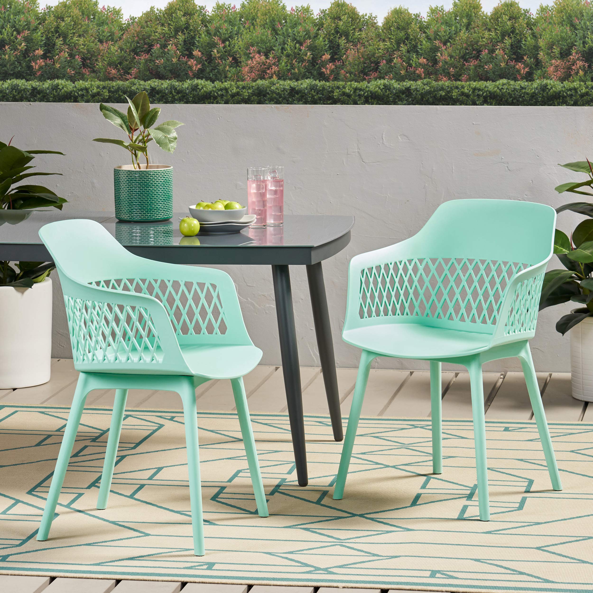 Christopher Knight Home Madeline Outdoor Dining Chair Set of 2 - Mint Green Patio Furniture for Garden, Poolside, Backyard & Restaurant Use