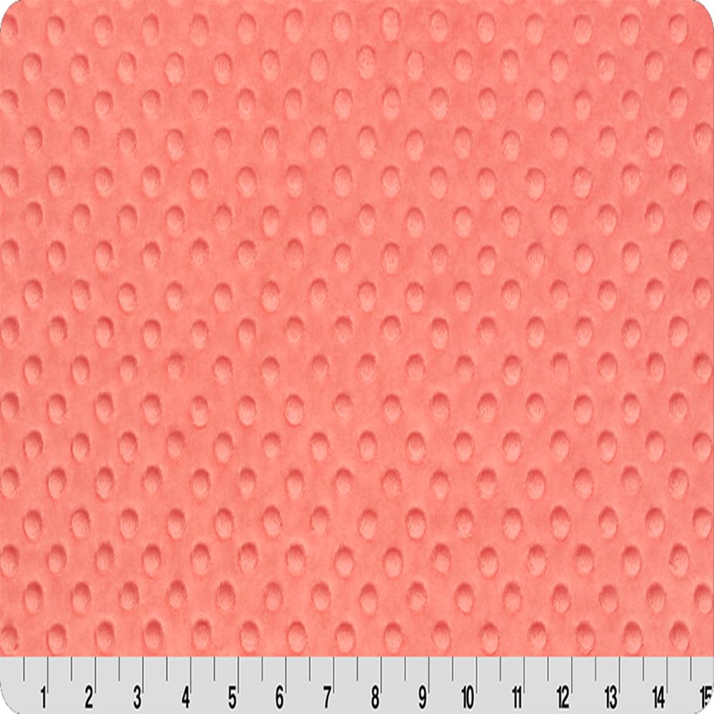 Pico Textiles 2 Yards Bolt - Coral Minky Dimple Dot Fabric for DIY Blankets, Baby Clothes & Soft Toys - Ultra Soft Plush Material for Sewing Projects, Nursery Decor & Handmade Gifts