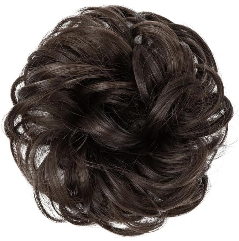 PrimeBerie Messy Bun Hair Extension with Elastic Band - Synthetic Hair Scrunchies for Women & Girls - Natural Brown Color (35g, Pack of 1) - Perfect for Parties, Weddings & Everyday Hairstyles