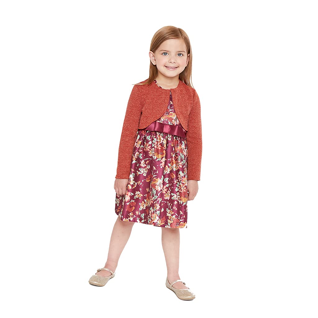 Bonnie Jean Girls Thanksgiving Dress with Cardigan - Cute Holiday Outfit for Fall Festivities, Family Gatherings & Photo Shoots
