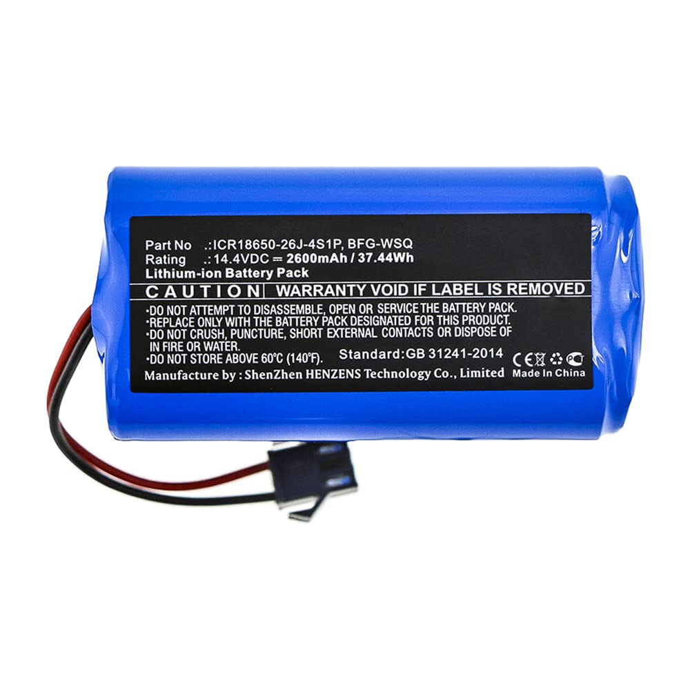 Synergy Digital Replacement Vacuum Cleaner Battery - 14.4V 2600mAh Li-ion Battery Compatible with Ecovacs BFG-WSQ Model | Perfect for Home Cleaning, Pet Hair Removal & Car Detailing