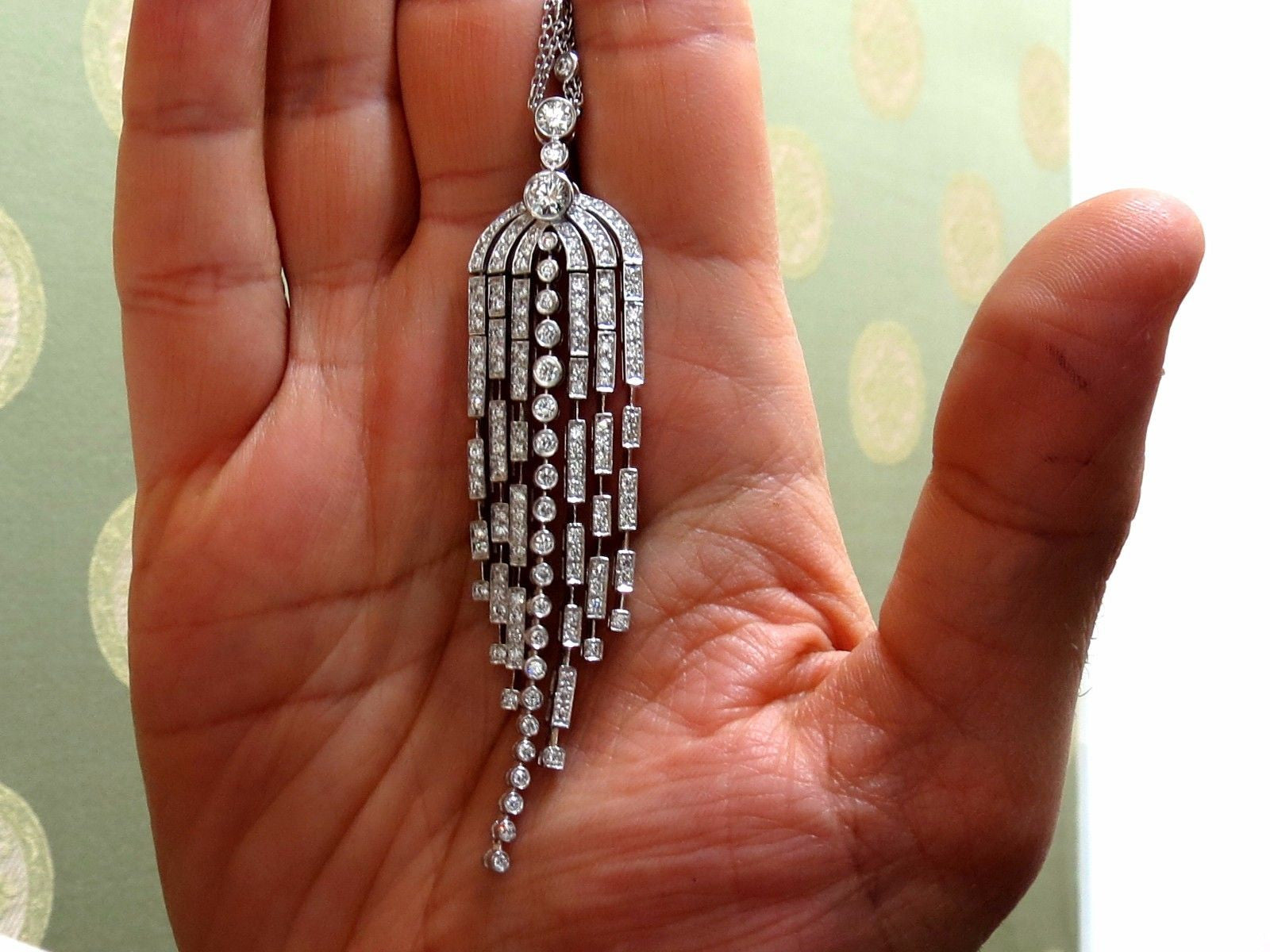 3.50 Carat Diamond Dangling Chandelier Pendant Station Necklace in 18K Gold - Elegant Statement Jewelry for Weddings, Parties & Special Occasions