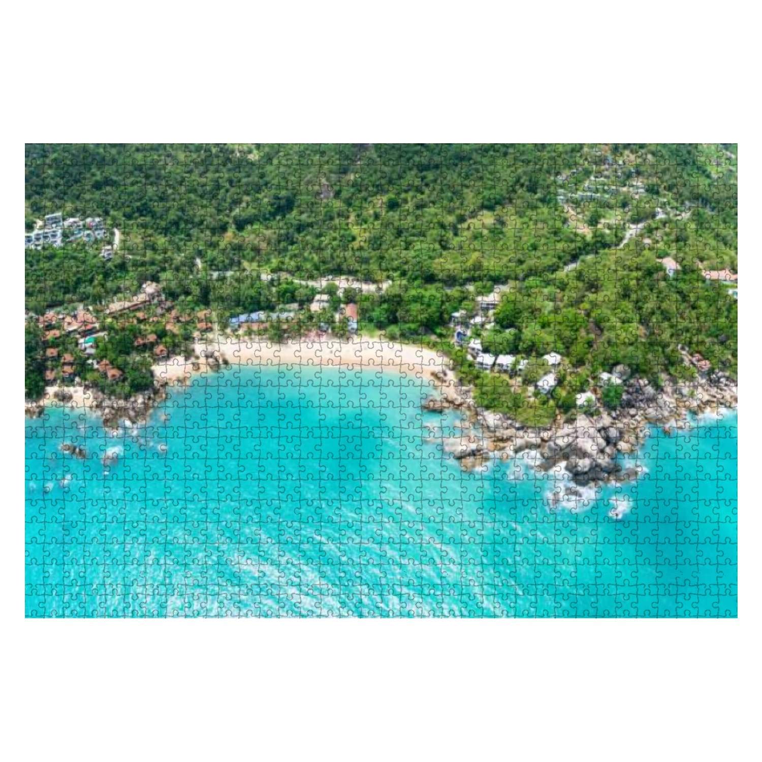 1000-Piece Wooden Jigsaw Puzzle - Coral Cove Beach Koh Samui Thailand Aerial Panoramic View | DIY Educational Puzzle for Kids & Adults | Stress Relief Gift, Home Decor, Family Game Night Activity