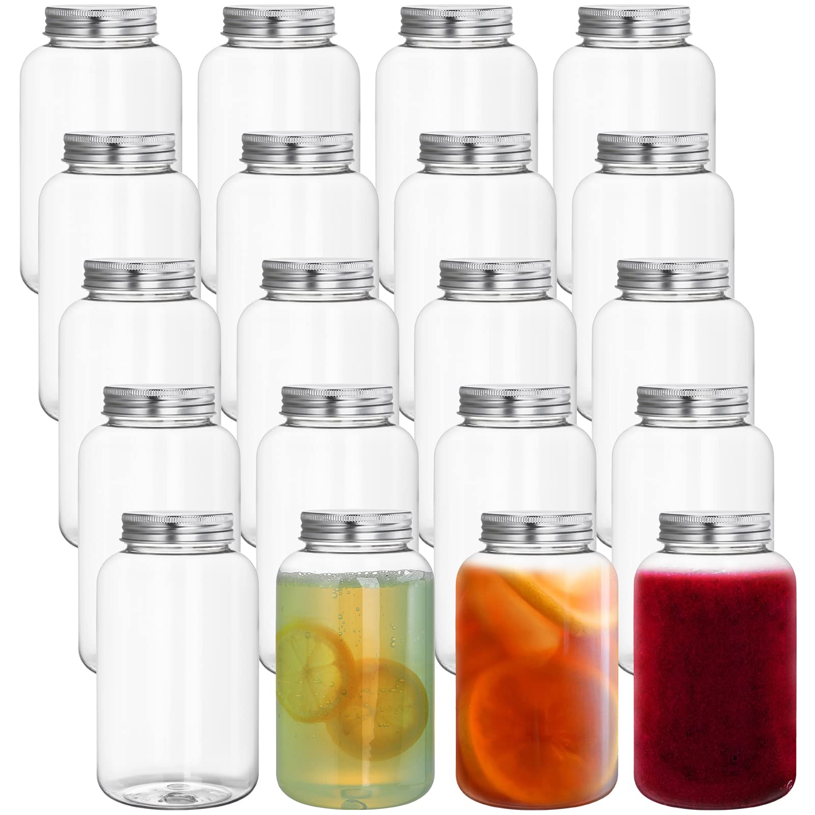 Okllen 20-Pack 17oz Plastic Juice Bottles with Caps - for Smoothies, Salad Dressing & Drinks