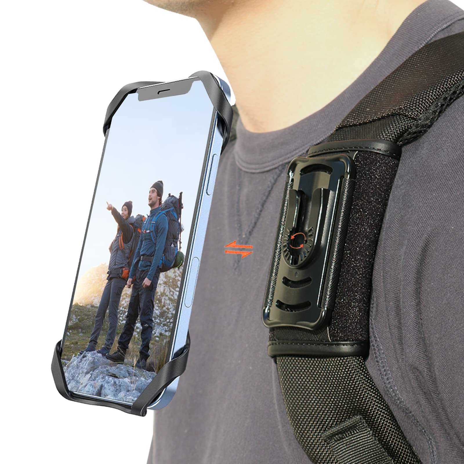Backpack Strap Phone Holder - Adjustable Clip Mount for Smartphones | Perfect for Hiking, Climbing, Travel & Outdoor Adventures | Secure Hands-Free Access While Exploring