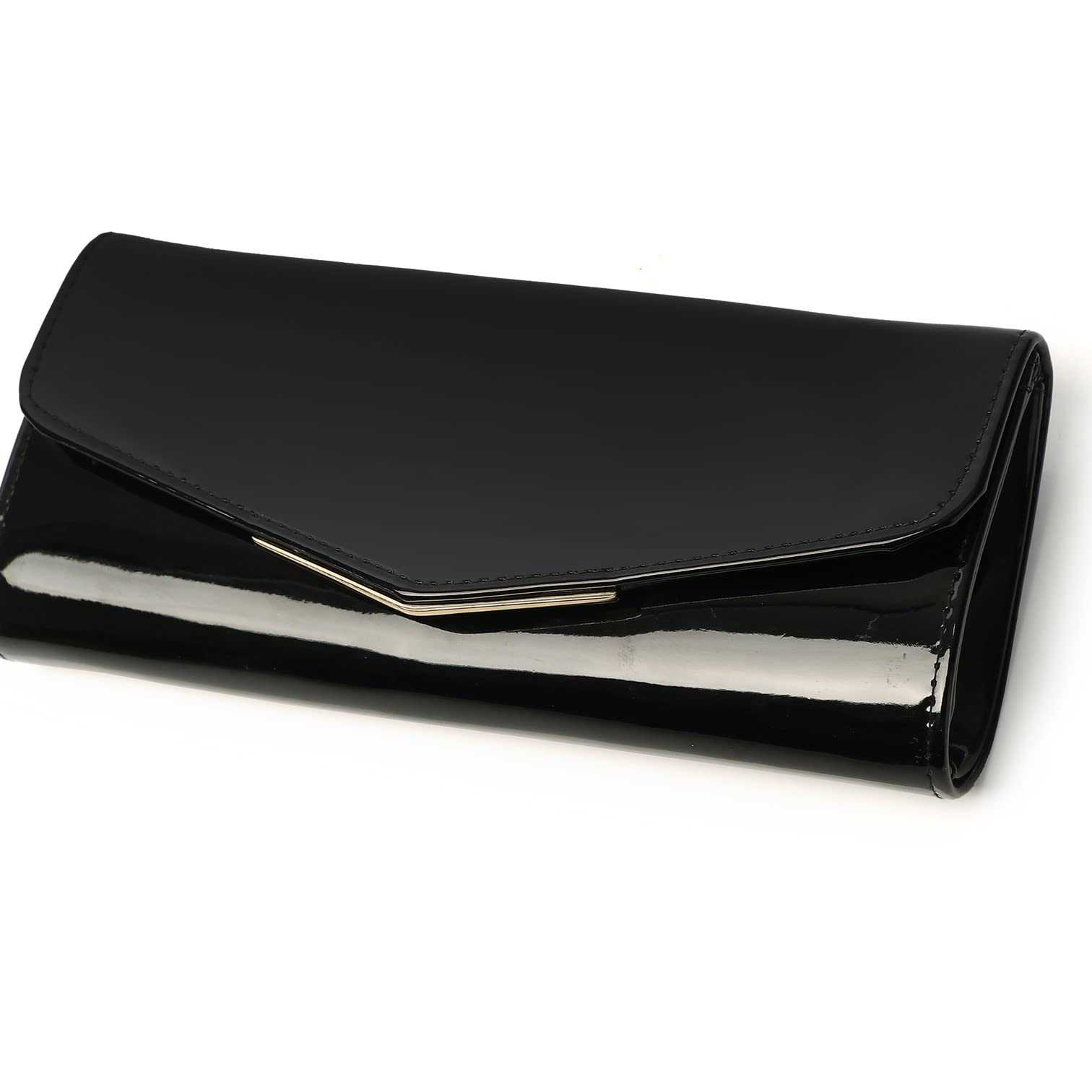 Elegant Nude Clutch Purse for Women - Red & Black Patent Leather Envelope Handbag | Perfect for Weddings, Parties, Travel & Gift Giving