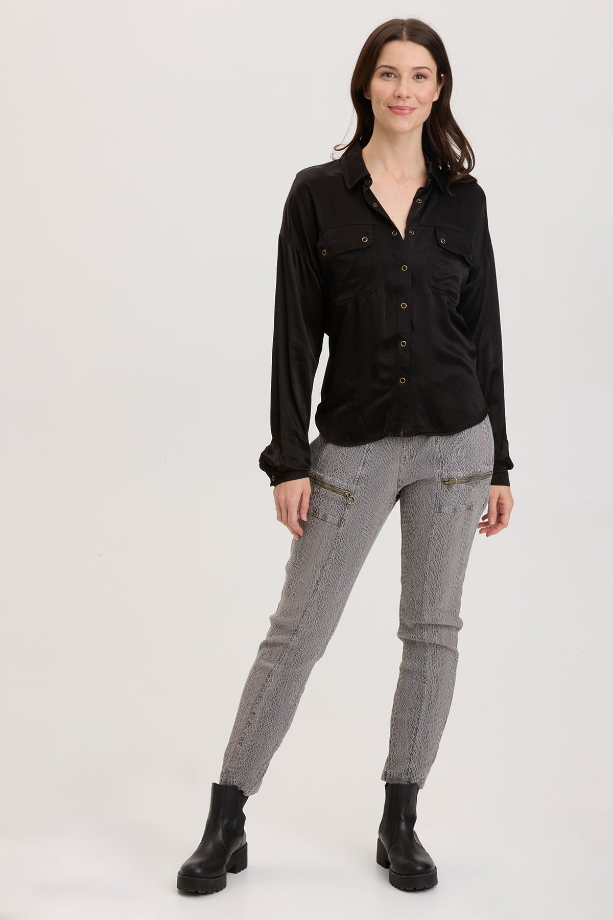 Baris Snap Up Black Women's Fashion Hoodie - Cozy & Stylish for Casual Wear, Gym, and Outdoor Activities