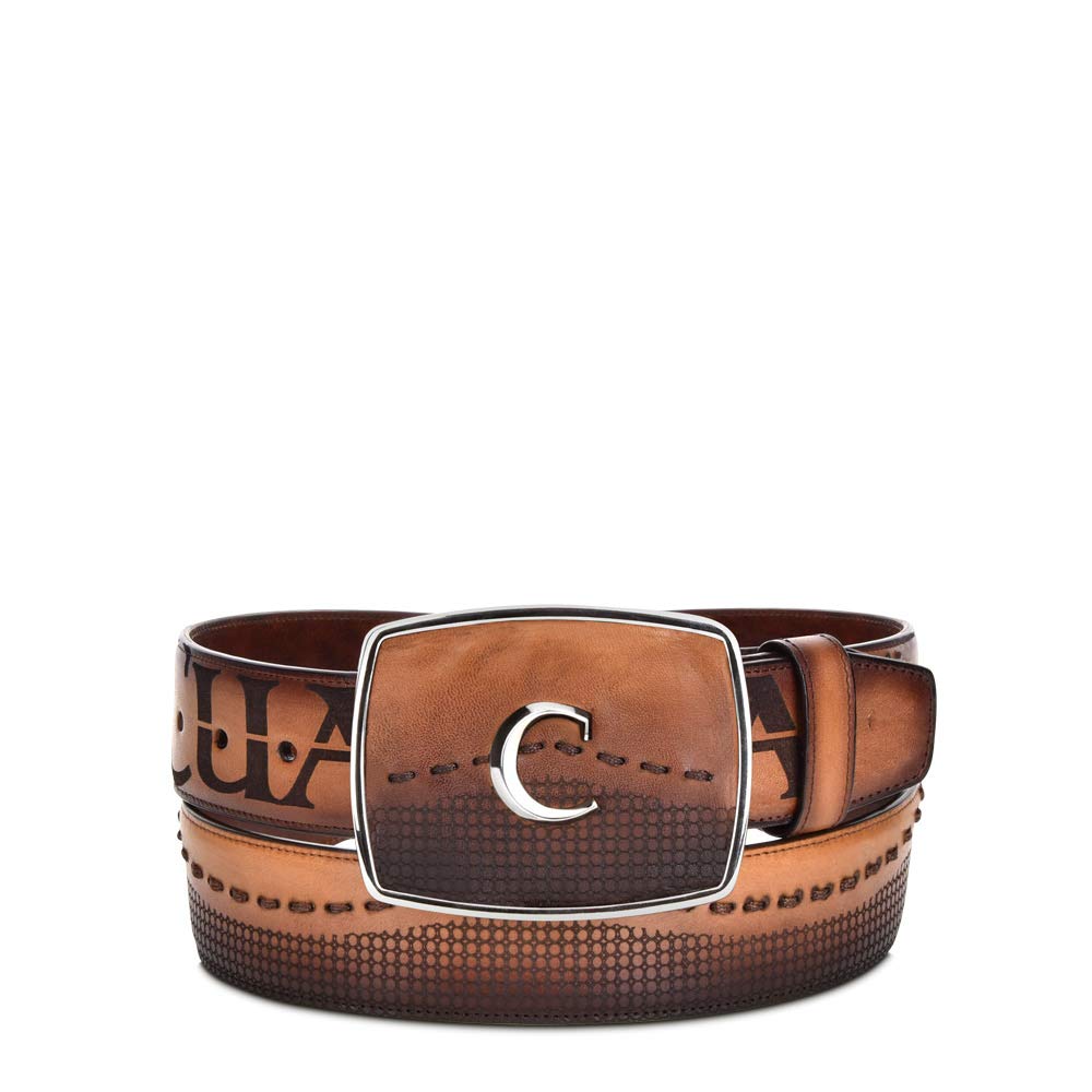 CUADRA Genuine Leather Cowboy Belt for Men - Brown Western Style Belt | Perfect for Rodeo, Country Music Festivals & Western Fashion Outfits