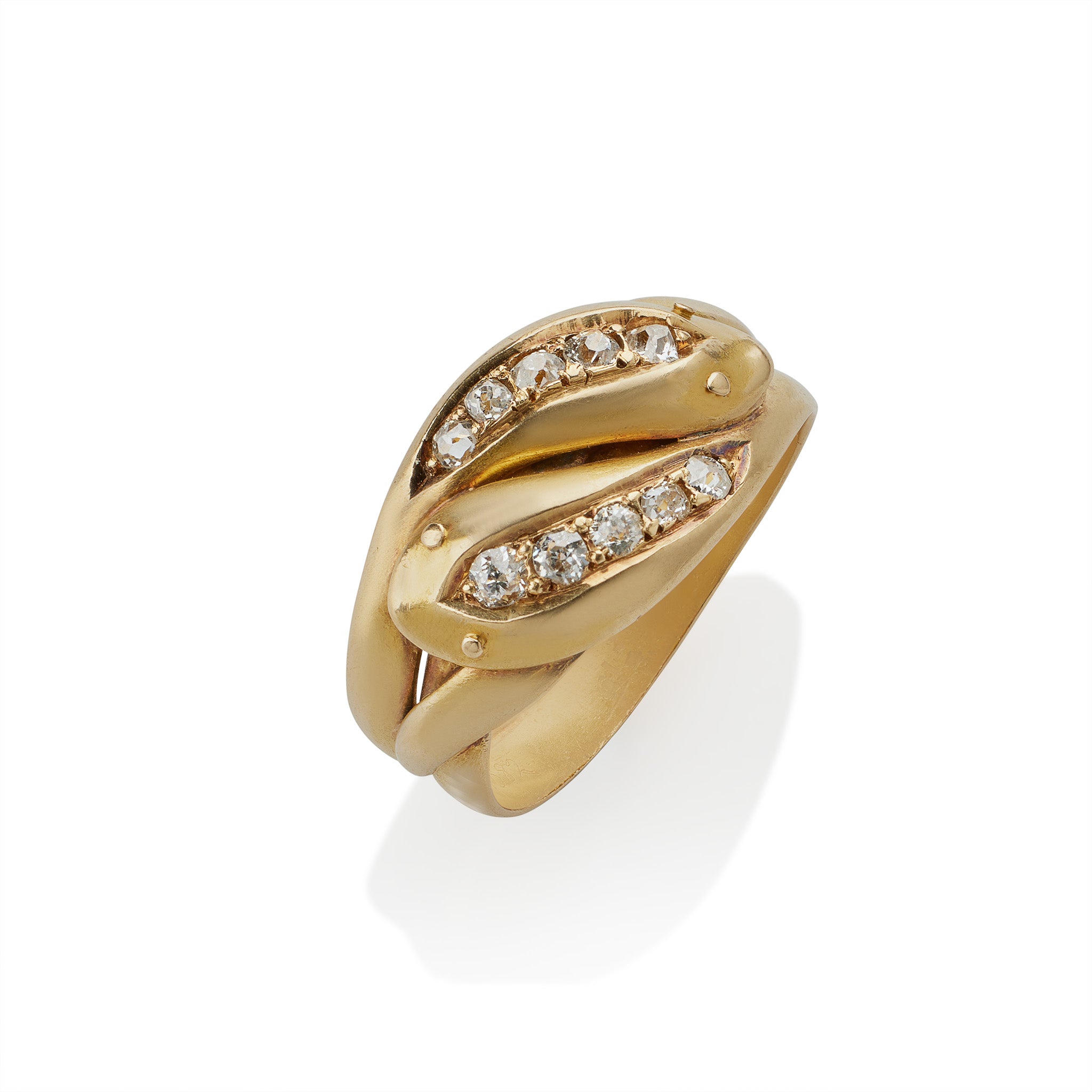 Elegant English Diamond Double Snake Ring - Sterling Silver Vintage Jewelry for Women - Perfect for Parties, Weddings & Special Occasions