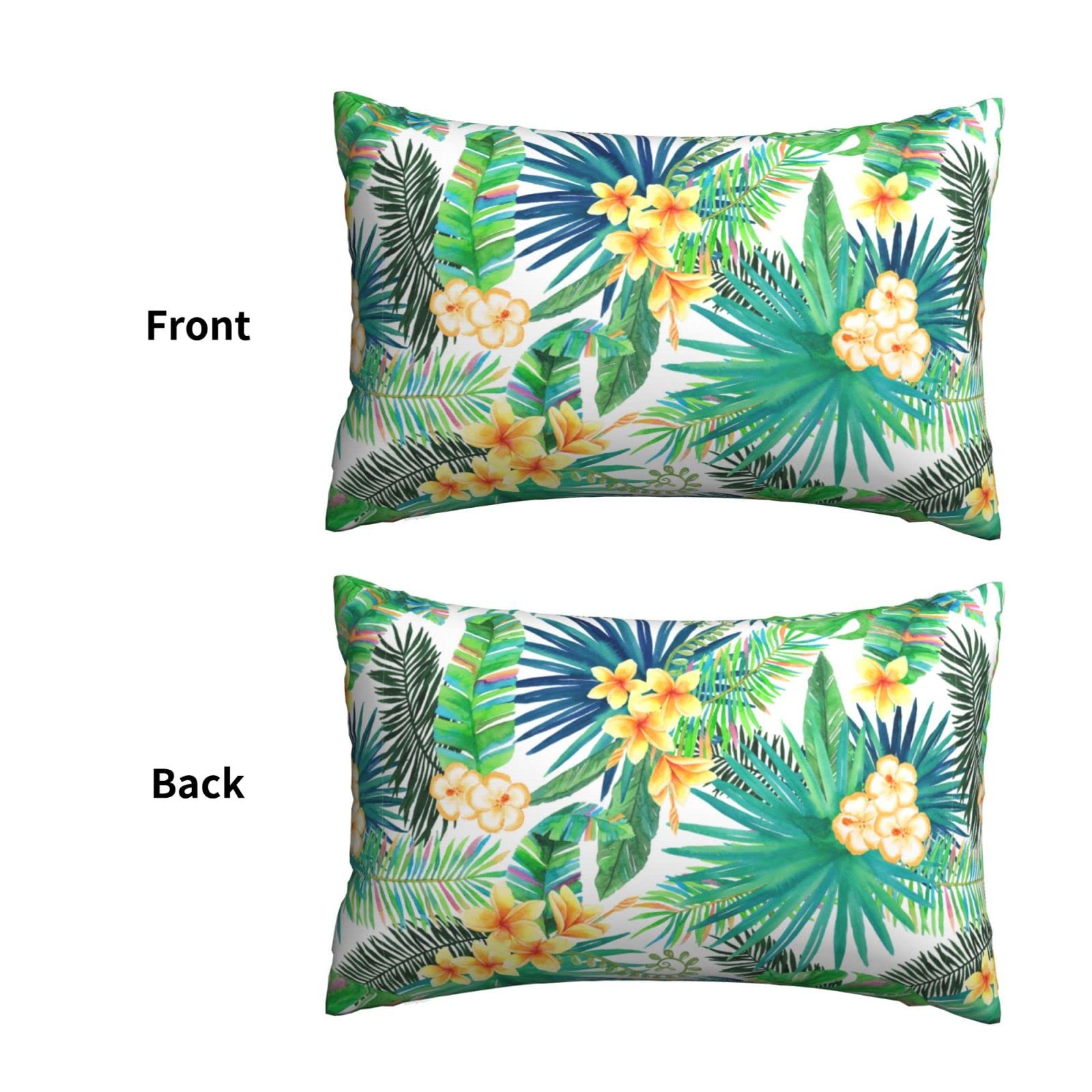 Breathable Palm Leaf Pillowcases with Hidden Zipper - Queen Size 20x30 Inch Soft Lumbar Pillow Cover for Hair & Skin Care | Perfect for Sofa, Couch, Bed & Home Decor