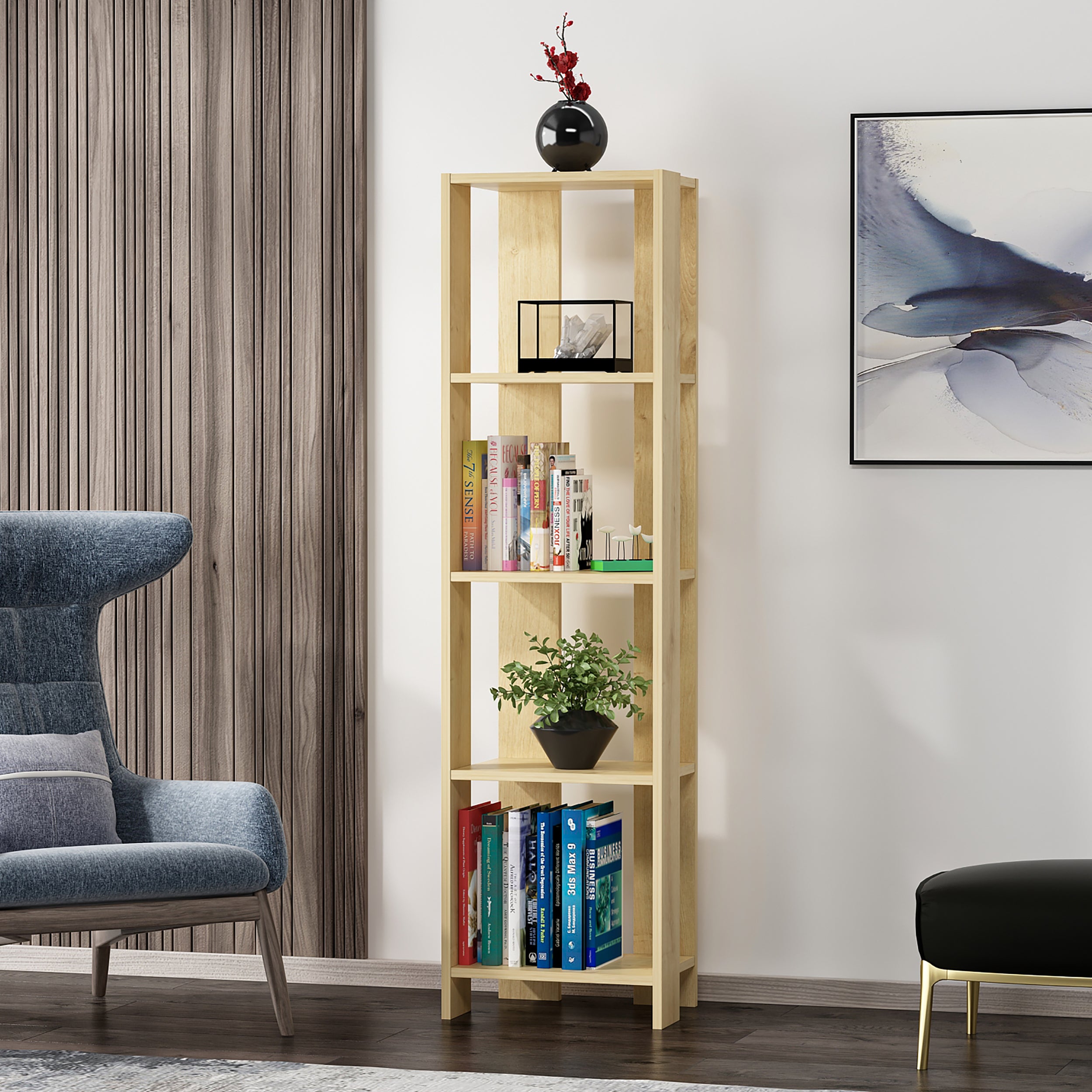 Paxton Bookcase - Modern Wooden Bookshelf for Home & Office Storage | Perfect for Living Room, Bedroom, and Study Organization