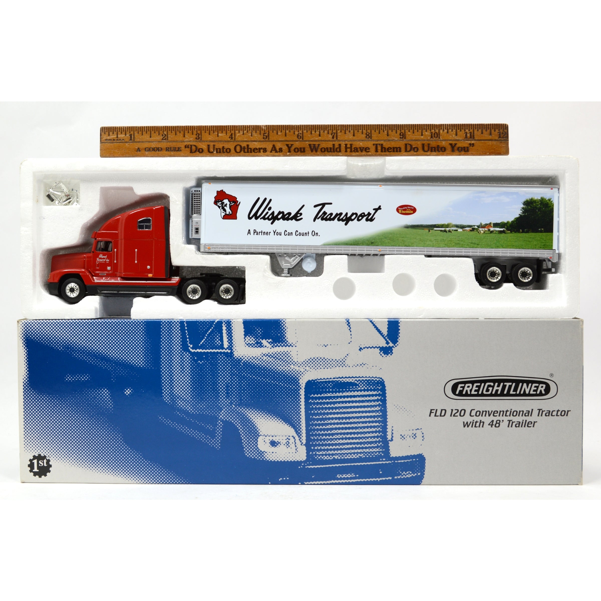 First Gear 1:54 Scale Diecast Freightliner FLD 120 Conventional Tractor Trailer Model - Collectible Semi Truck for Display & Gifts - Perfect for Truck Enthusiasts & Model Collectors