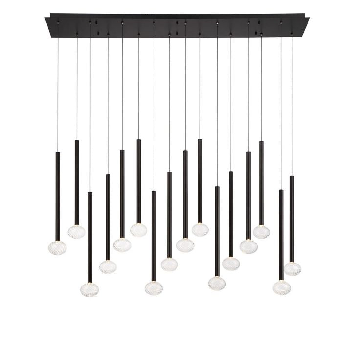 Modern Mamie Linear LED Chandelier - Energy Efficient Crystal Pendant Light Fixture for Dining Room, Living Room & Bedroom