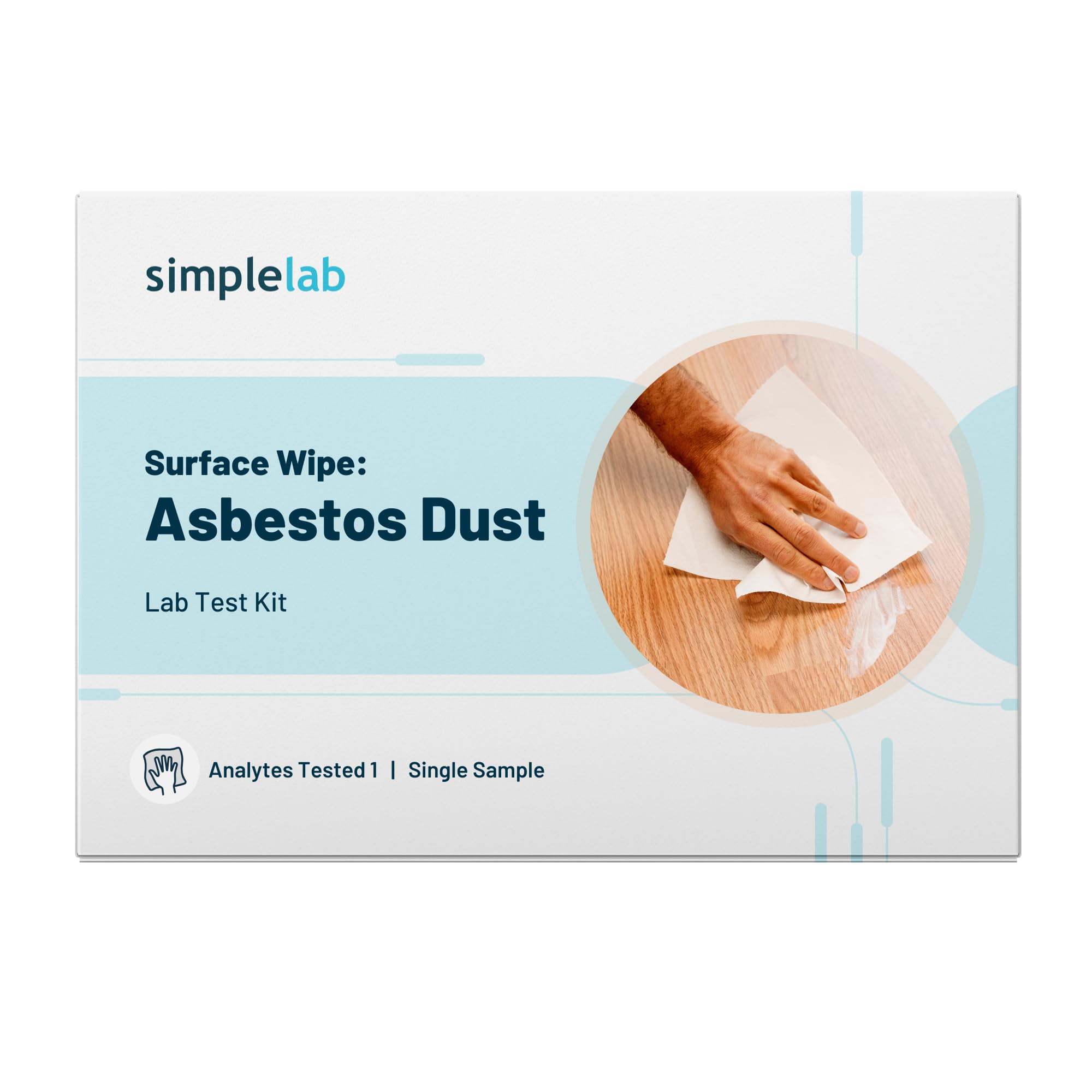 Asbestos Dust Surface Wipe Test Kit by SimpleLab | Home Asbestos Testing Kit for Walls, Floors & Ceilings | Indoor Air Quality Test | DIY Lab Analysis for Safe Home Environment | Perfect for Renovation Safety & Childproofing