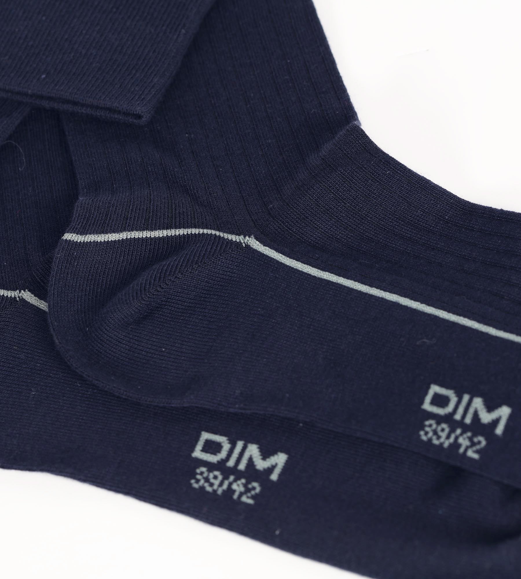 Men's Ribbed Cotton Socks - Midnight Blue with Colored Trim - Comfortable & Durable for Everyday Wear, Office, and Casual Outfits