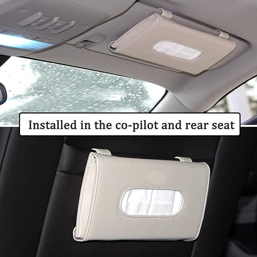 Detachi Car Tissue Holder - Sun Visor Napkin Organizer for Vehicles | Beige Auto Accessory | Perfect for Road Trips, Commuting & Family Travel