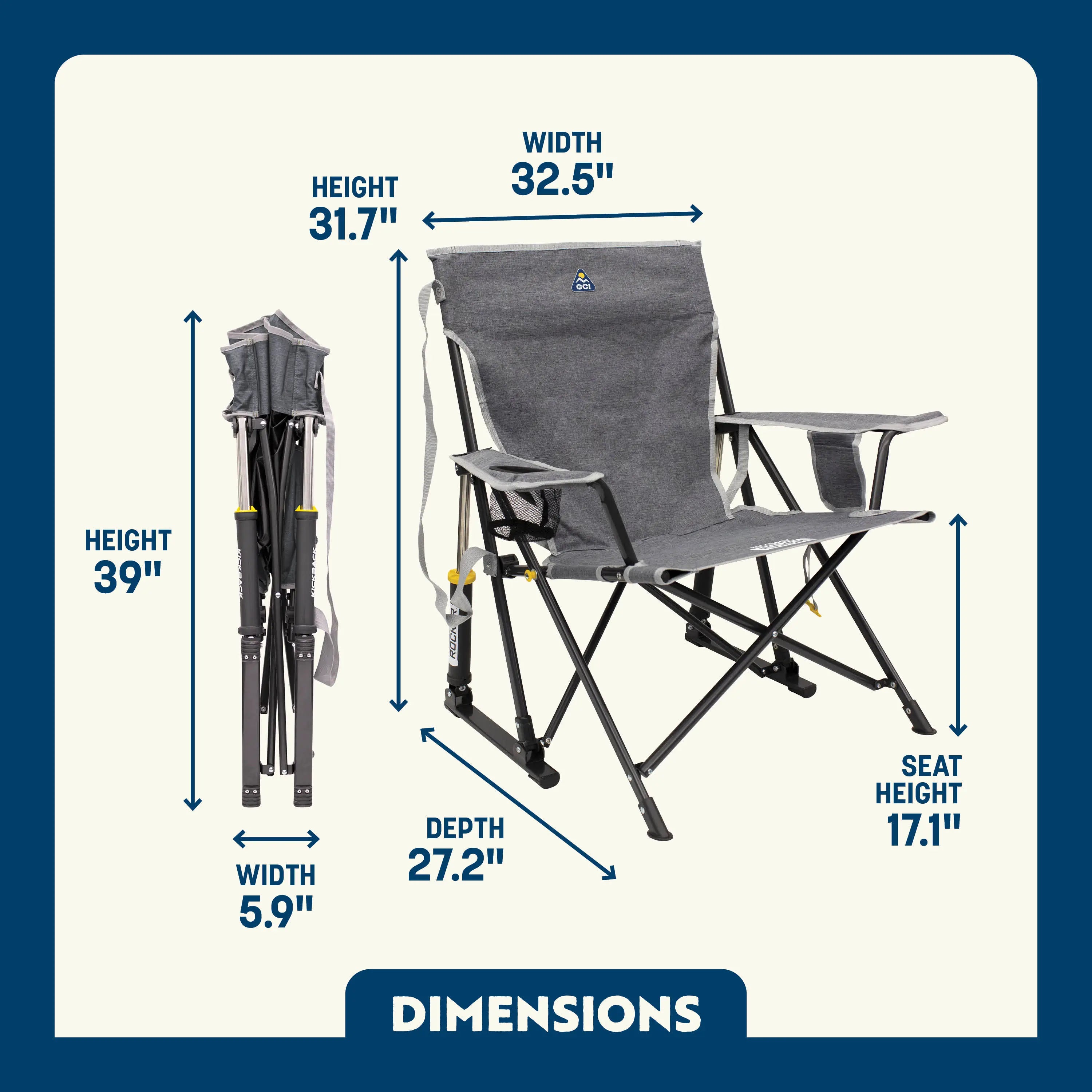 Kickback Rocker™ - Portable Folding Rocking Chair for Outdoor, Camping & Relaxation - Perfect for Patio, Beach, Backyard & Travel