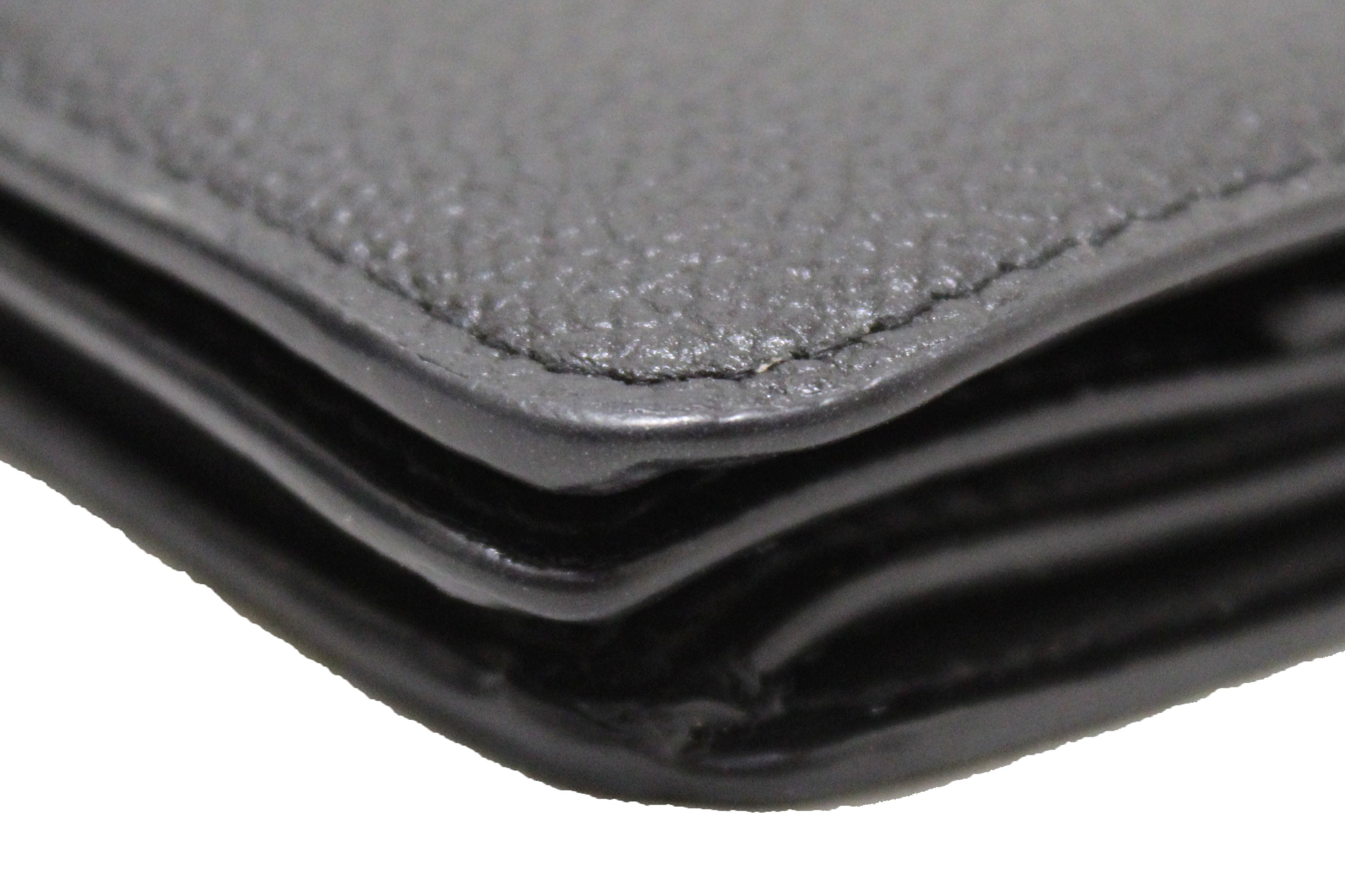 Balenciaga Black Grained Calfskin Leather Cash Mini Wallet for Women | Compact Luxury Card Holder | Perfect for Everyday Use, Travel & Gifts
