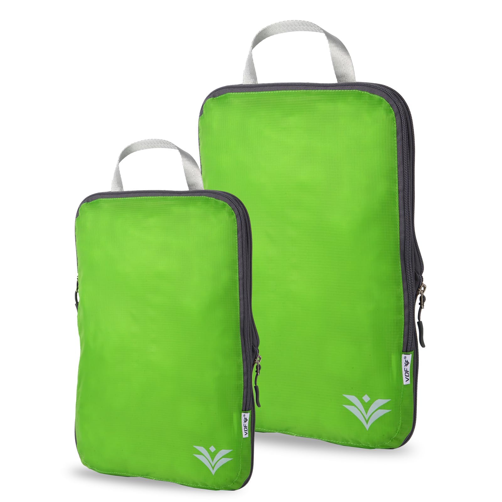 VDF Compression Packing Cubes - 2 Piece Set (Green) | Space-Saving Travel Organizer for Luggage & Backpack | Includes Shoe Bag | Perfect for Business Trips, Vacations & Weekend Getaways