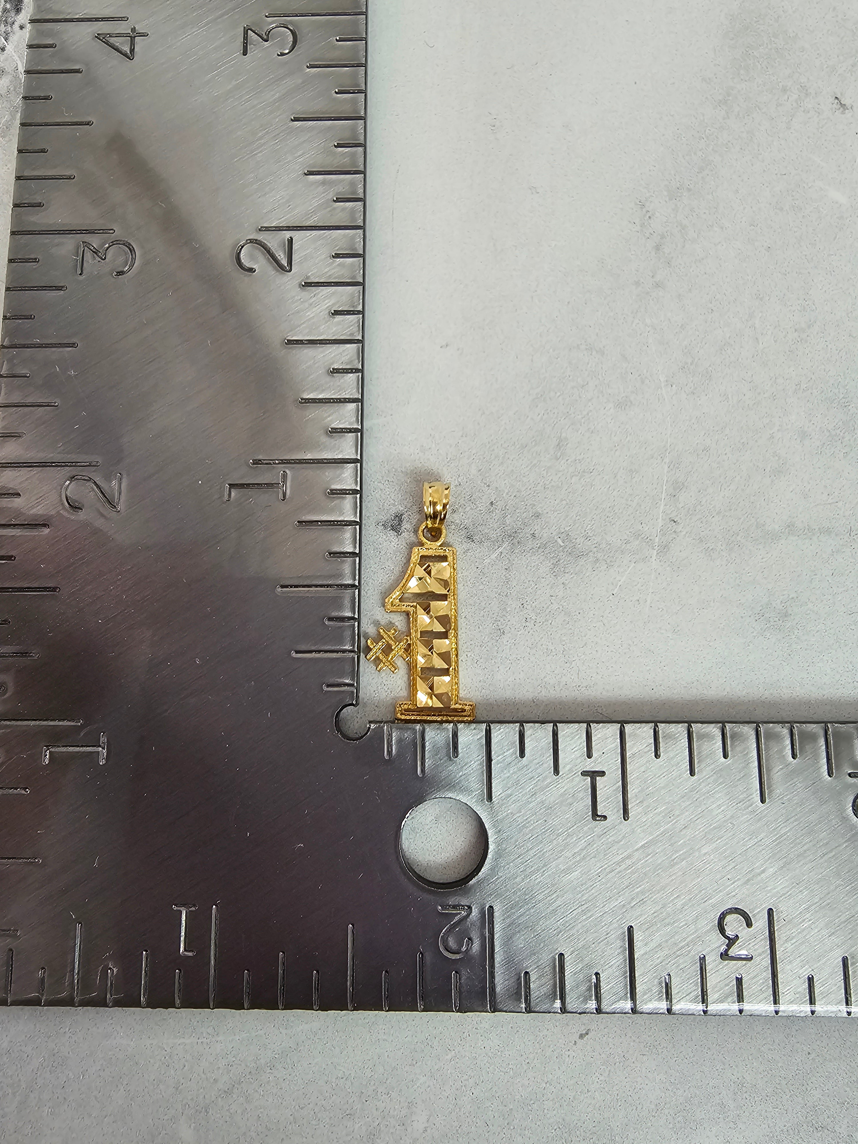 14K Yellow Gold Diamond Cut Charm Pendant - Elegant Jewelry for Necklace, Bracelet & Gift Giving