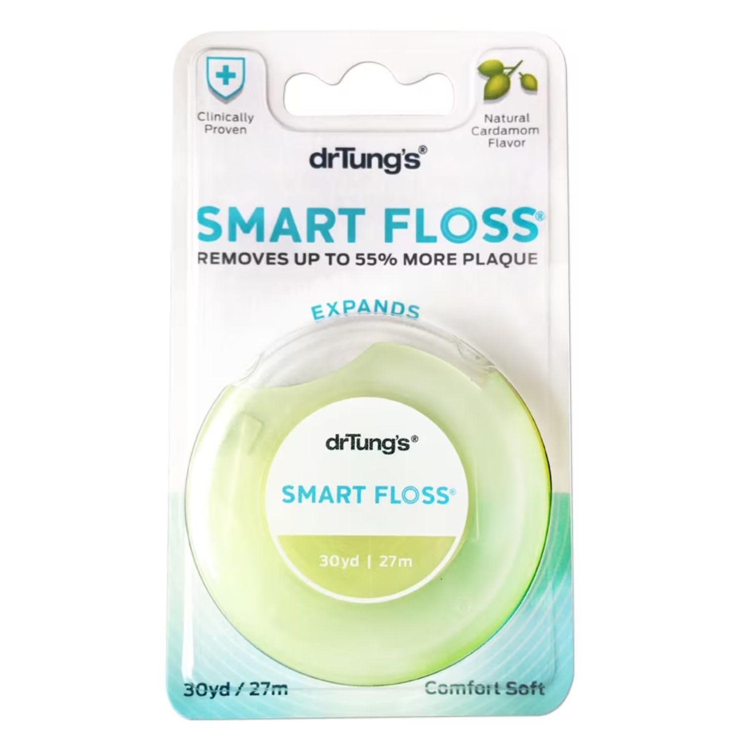 DrTung's Smart Floss - Natural Expanding Dental Floss, PTFE & PFAS Free, Gentle on Gums, BPA Free, Cardamom Flavor (Pack of 12) - Perfect for Sensitive Teeth & Travel-Friendly Oral Care