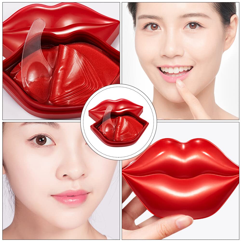 iPetboom 20pcs Lip Mask for Wrinkle Reduction & Moisturizing - Plumping Lip Balm Patches with Mascara Essence | Pink Nourishing Lip Pads in Non-woven Fabric | Perfect for Night Care & Makeup Prep