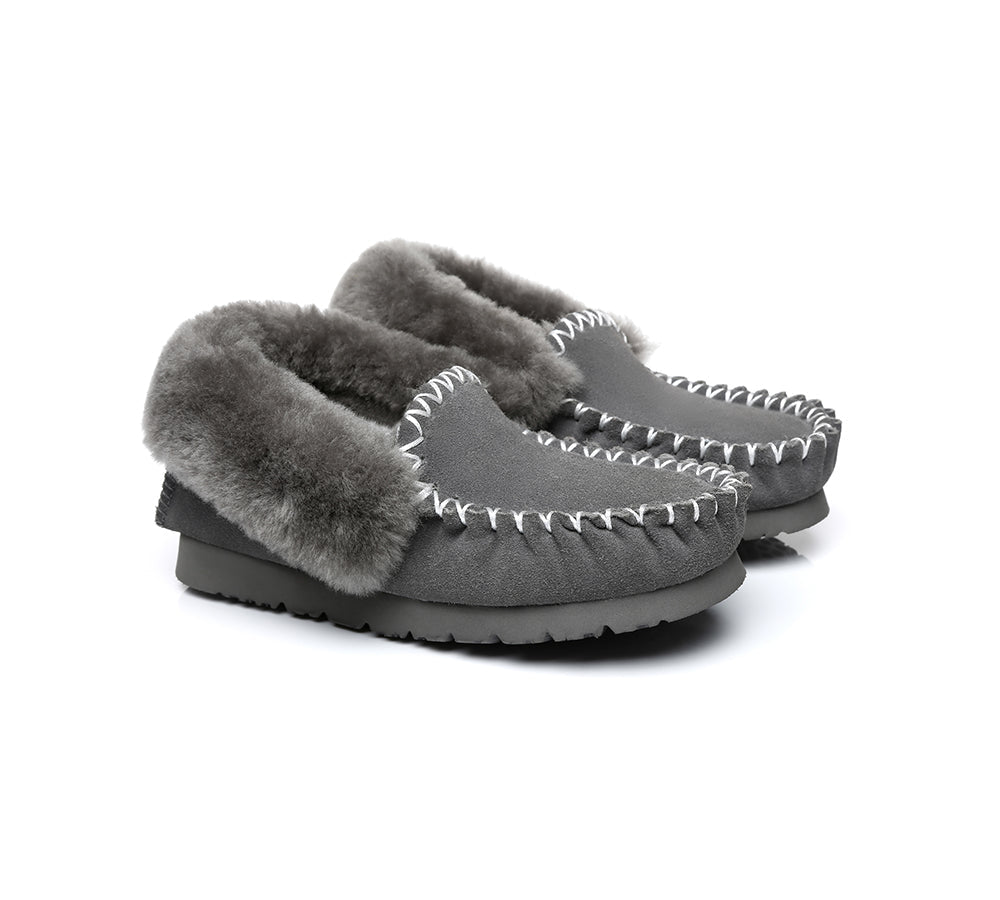EVERAU® Women's UGG Slippers - Genuine Sheepskin Wool Ankle Booties with Soft Sole for Indoor/Outdoor Wear - Cozy House Shoes for Winter Comfort