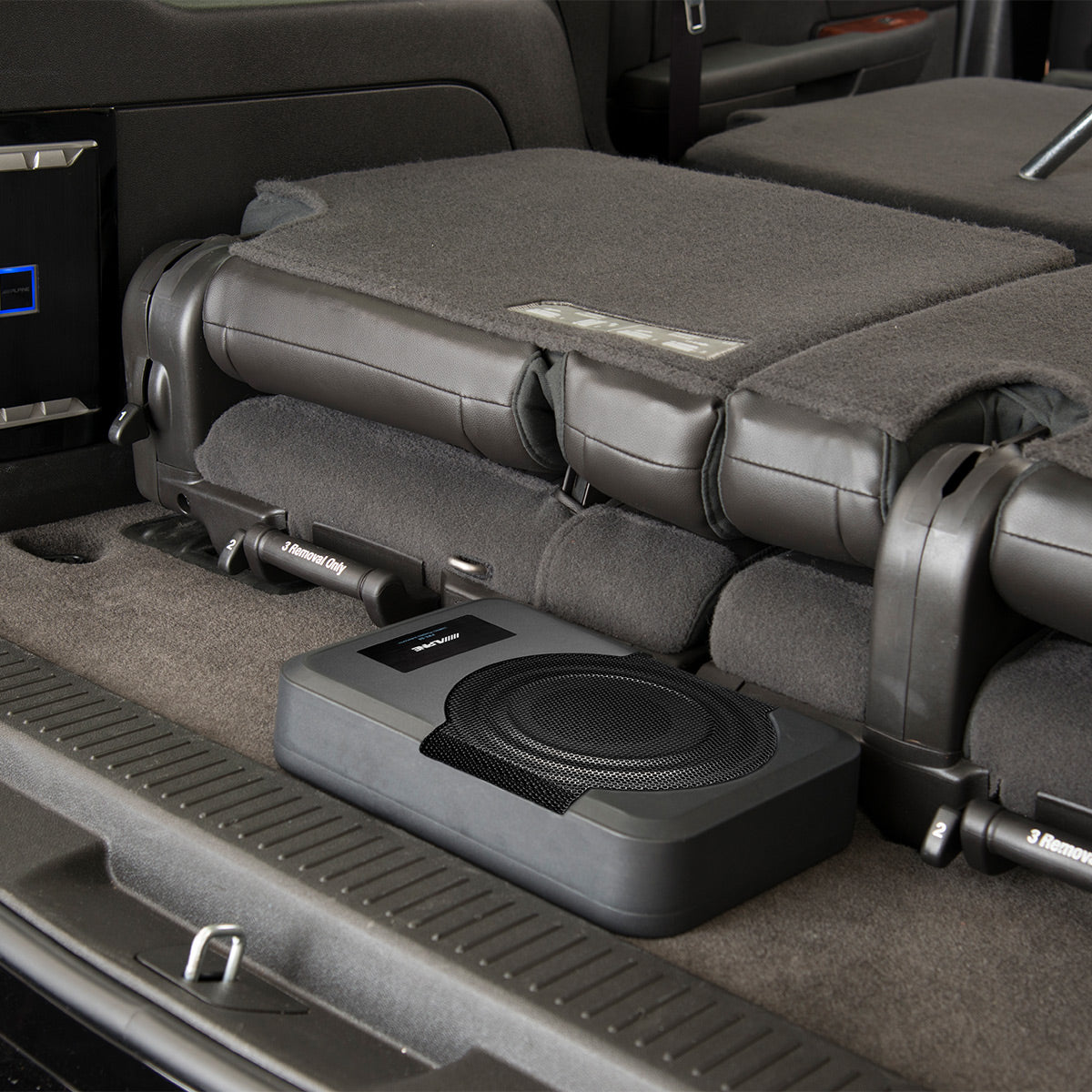 Alpine PWE S8 8-Inch Compact Powered Subwoofer - High-Performance Bass for Car Audio & Home Theater Systems