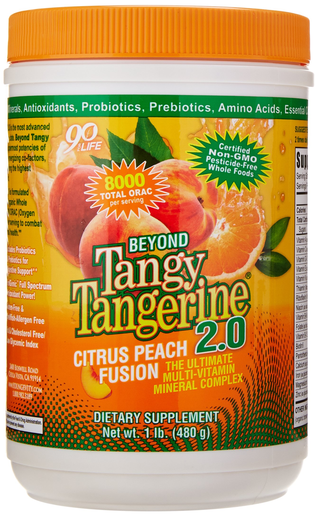 Youngevity Beyond Tangy Tangerine 2.0 Citrus Peach Fusion Multivitamin - Natural Whole Food Supplement with 8,000 ORAC Antioxidants (3 Canisters) | Immune Support & Energy Boost for Active Lifestyles